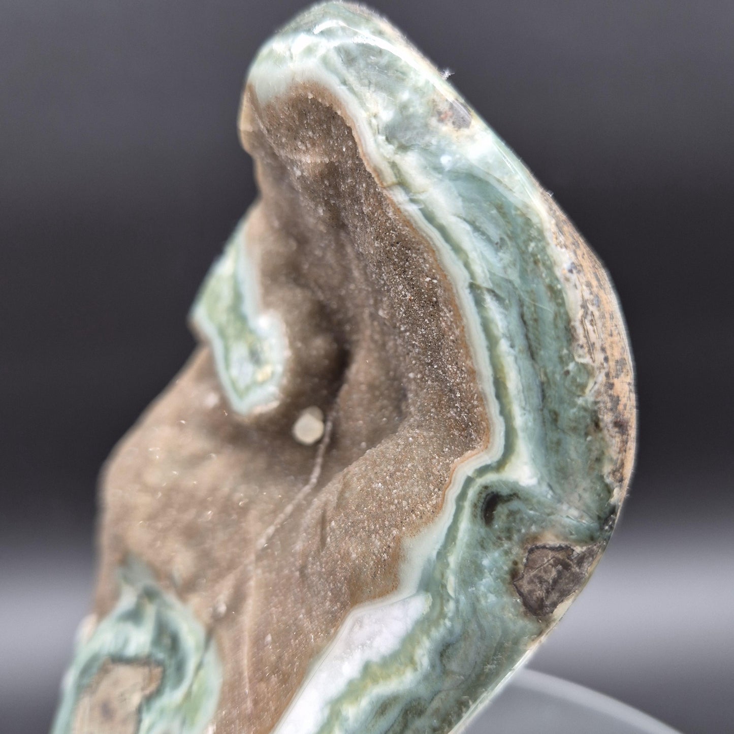 AAA+ Druzy with Green Stalactites and Calcite Ball Uruguay 2.89 lbs Crystal Hoarder