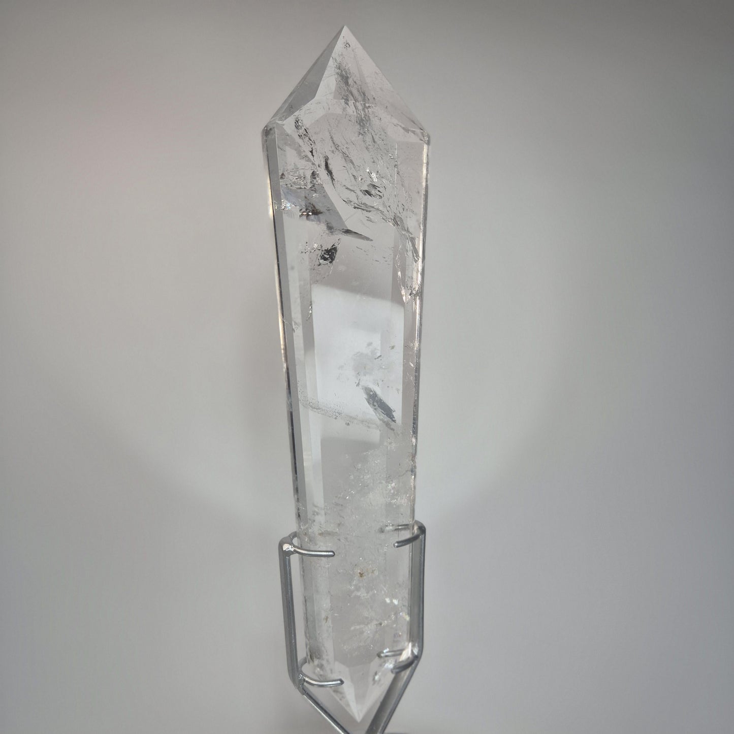 Large Faceted Clear Quartz Double Terminated Crystal on Spin Stand - 4.215 lbs - 16.5in Statement Crystal Display - Collector Specimen Crystal Hoarder