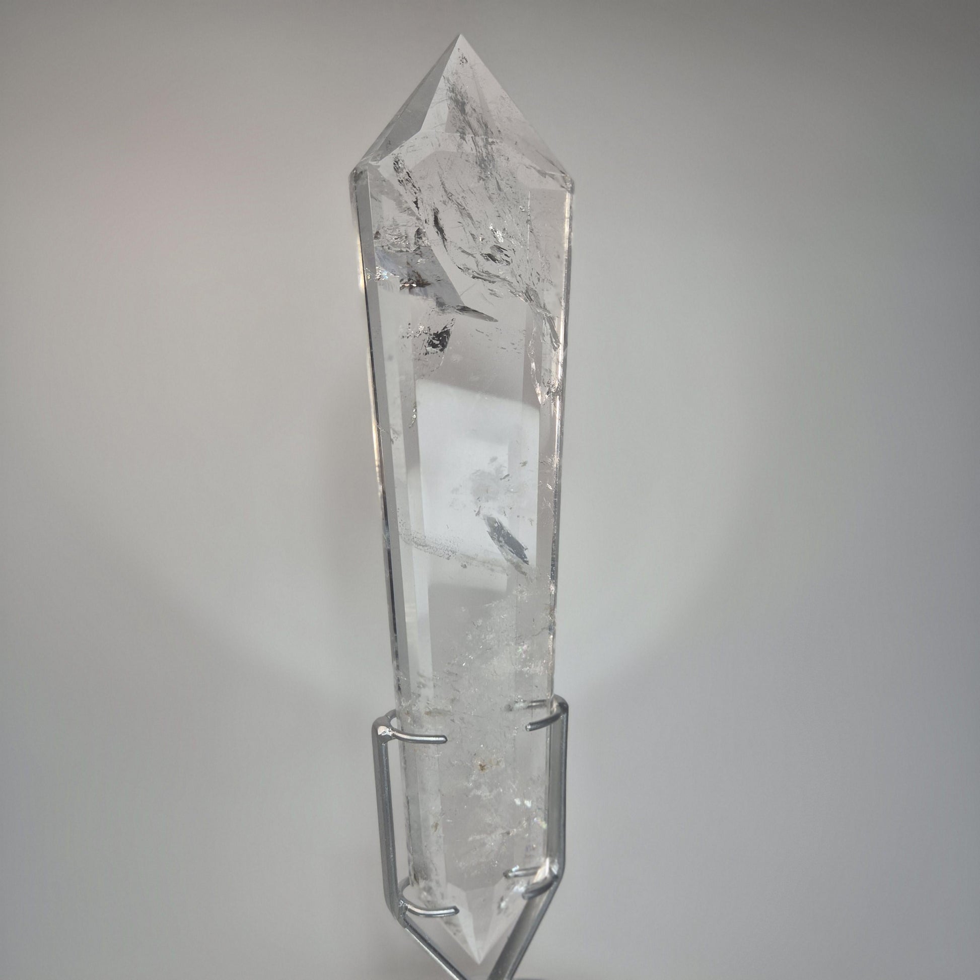 Large Faceted Clear Quartz Double Terminated Crystal on Spin Stand - 4.215 lbs - 16.5in Statement Crystal Display - Collector Specimen Crystal Hoarder