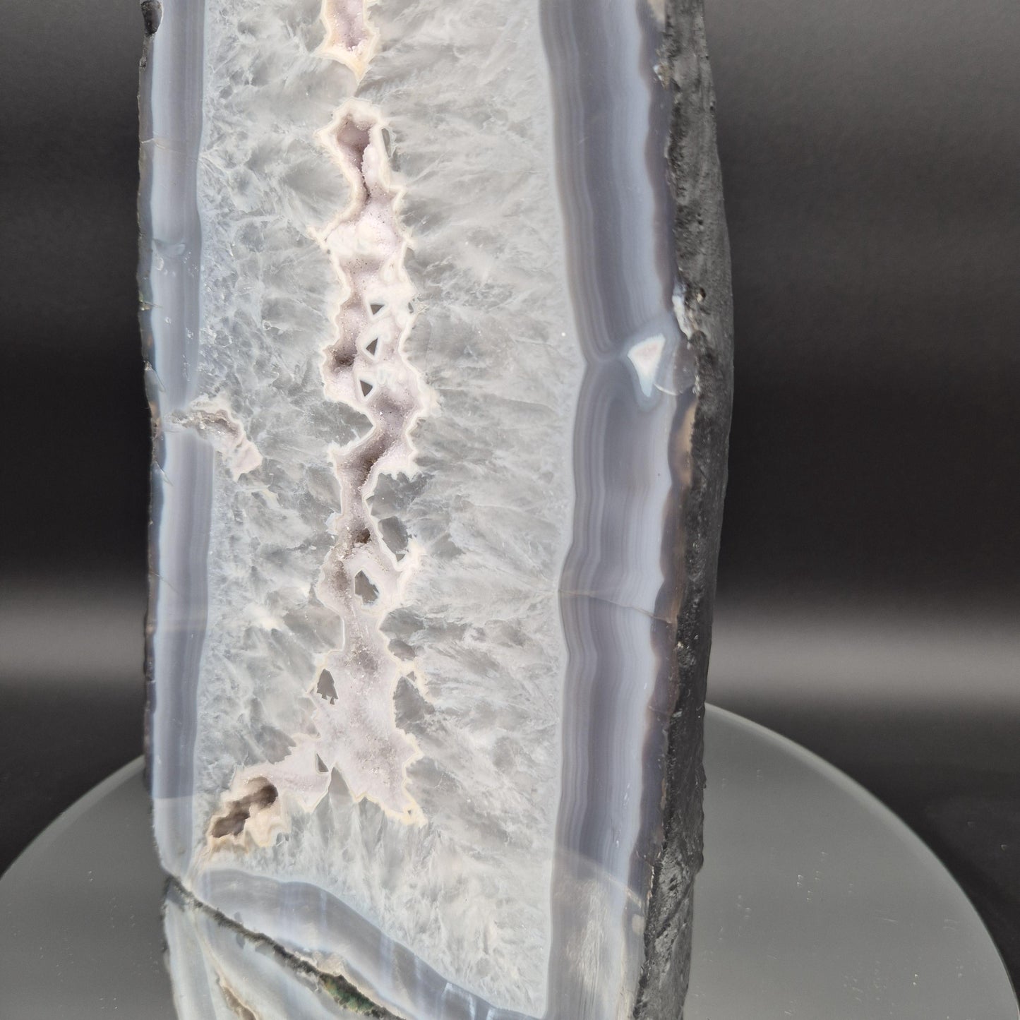AAA+ Druzy Amethyst with Blue Banded Agate Cathedral 16.39 lbs 13.5 x 6.5 x 4 Brazil Crystal Hoarder