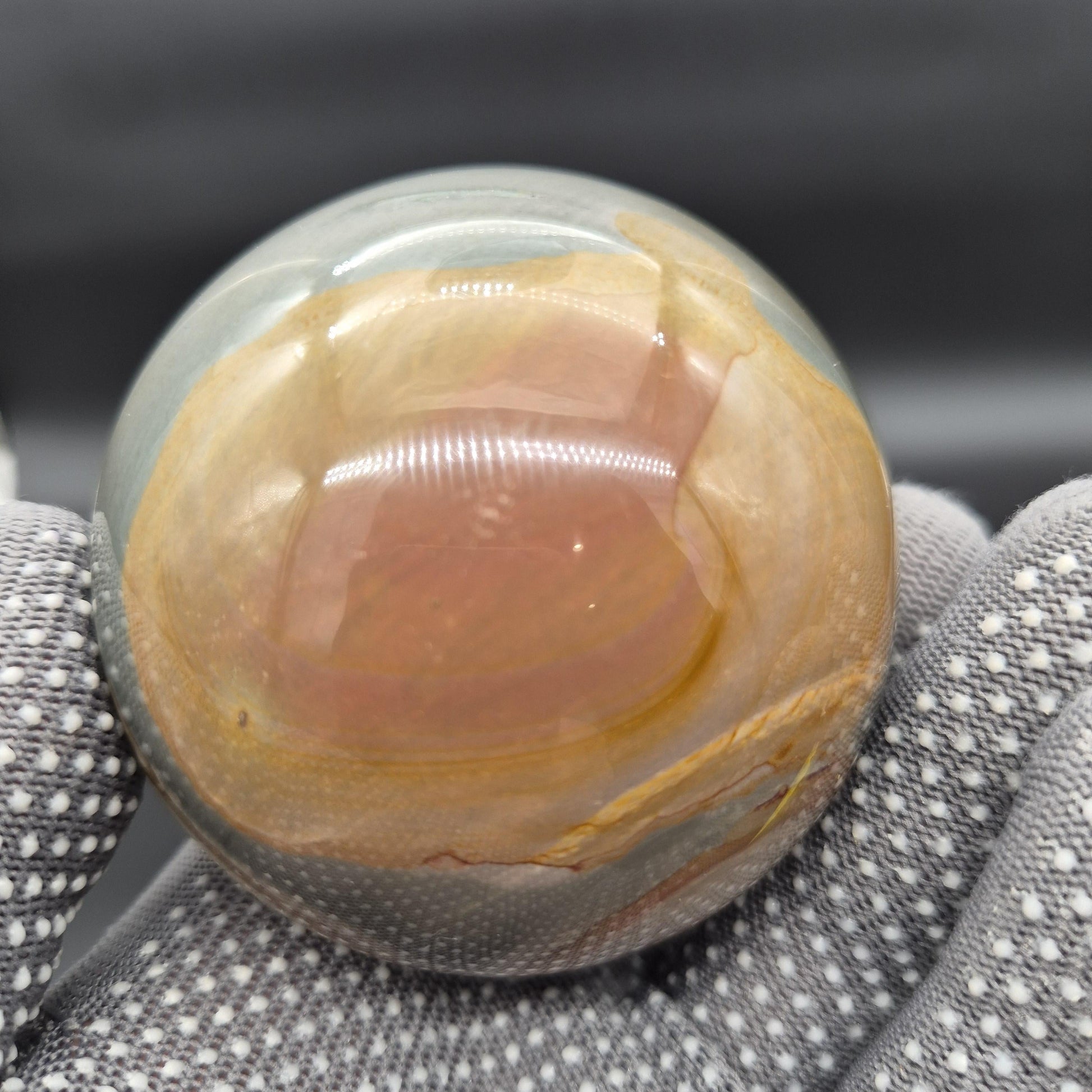 3in (75mm) - 1.4 lbs AAA+ Polychrome Jasper Sphere with 3 Eyes - Madagascar Crystal Sphere - Collector Display Specimen Crystal Hoarder