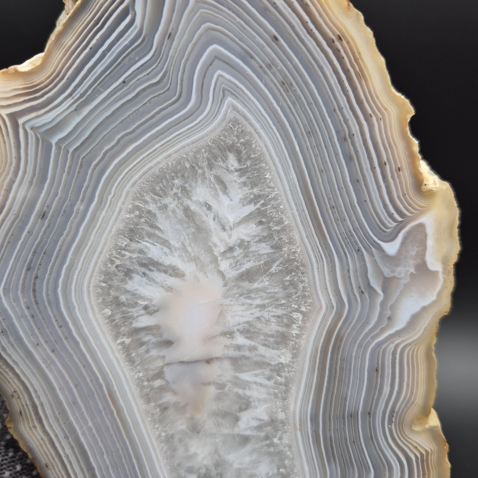 AAA+ Quartz with Tight Blue Banded Agate Double Sided Polished Uruguay 1.34 lbs Crystal Hoarder Crystal Hoarder