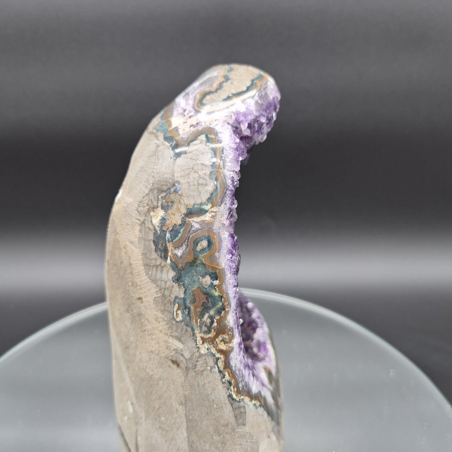 AAA+ Dark Purple Amethyst Curved Cathedral - Uruguay Specimen - 7.5 x 6 - 5.49 lbs - Collector Display Crystal Hoarder