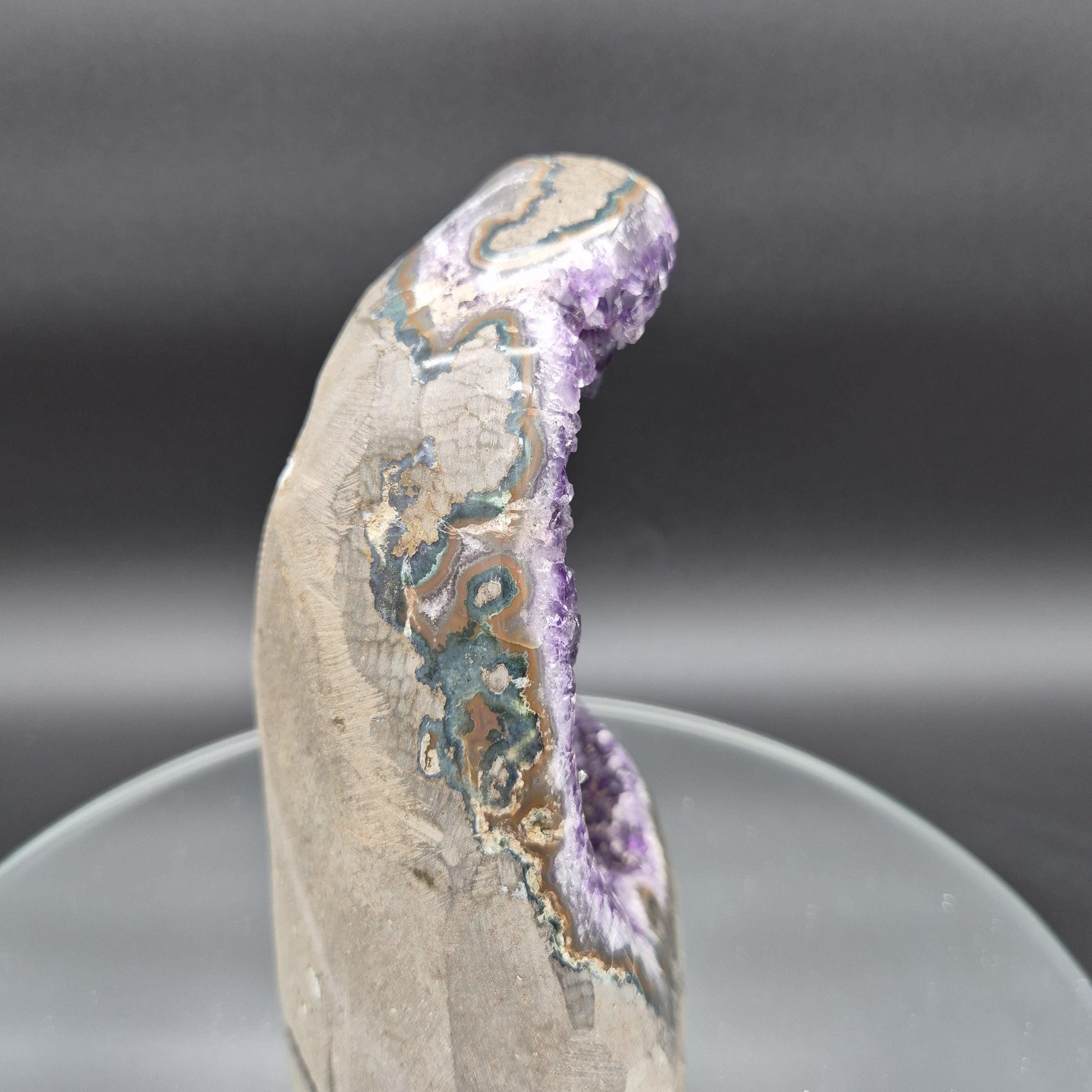 AAA+ Dark Purple Amethyst Curved Cathedral - Uruguay Specimen - 7.5 x 6 - 5.49 lbs - Collector Display Crystal Hoarder