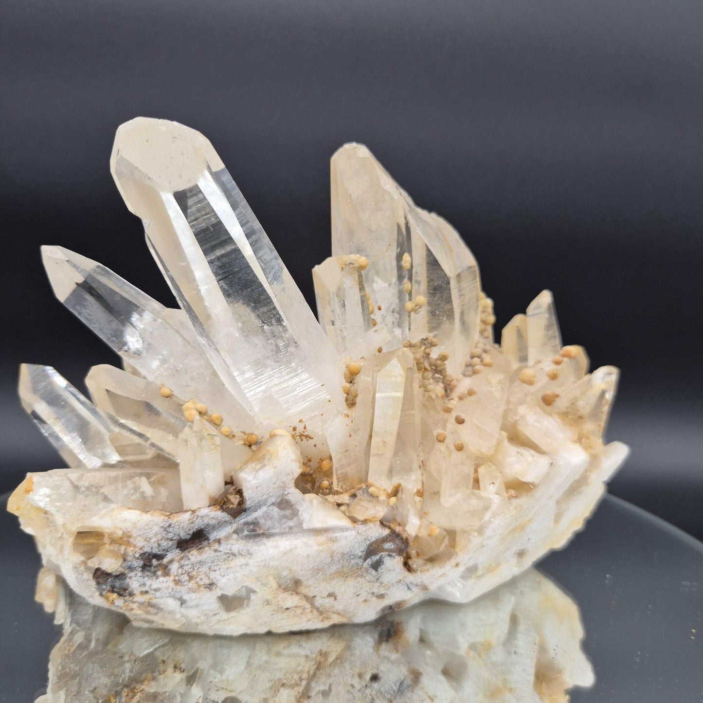Huge Golden Healer Clear Lemurian Quartz Cluster with Rare Calcite Balls - 5 lb, 8 x 5in Crystal Hoarder