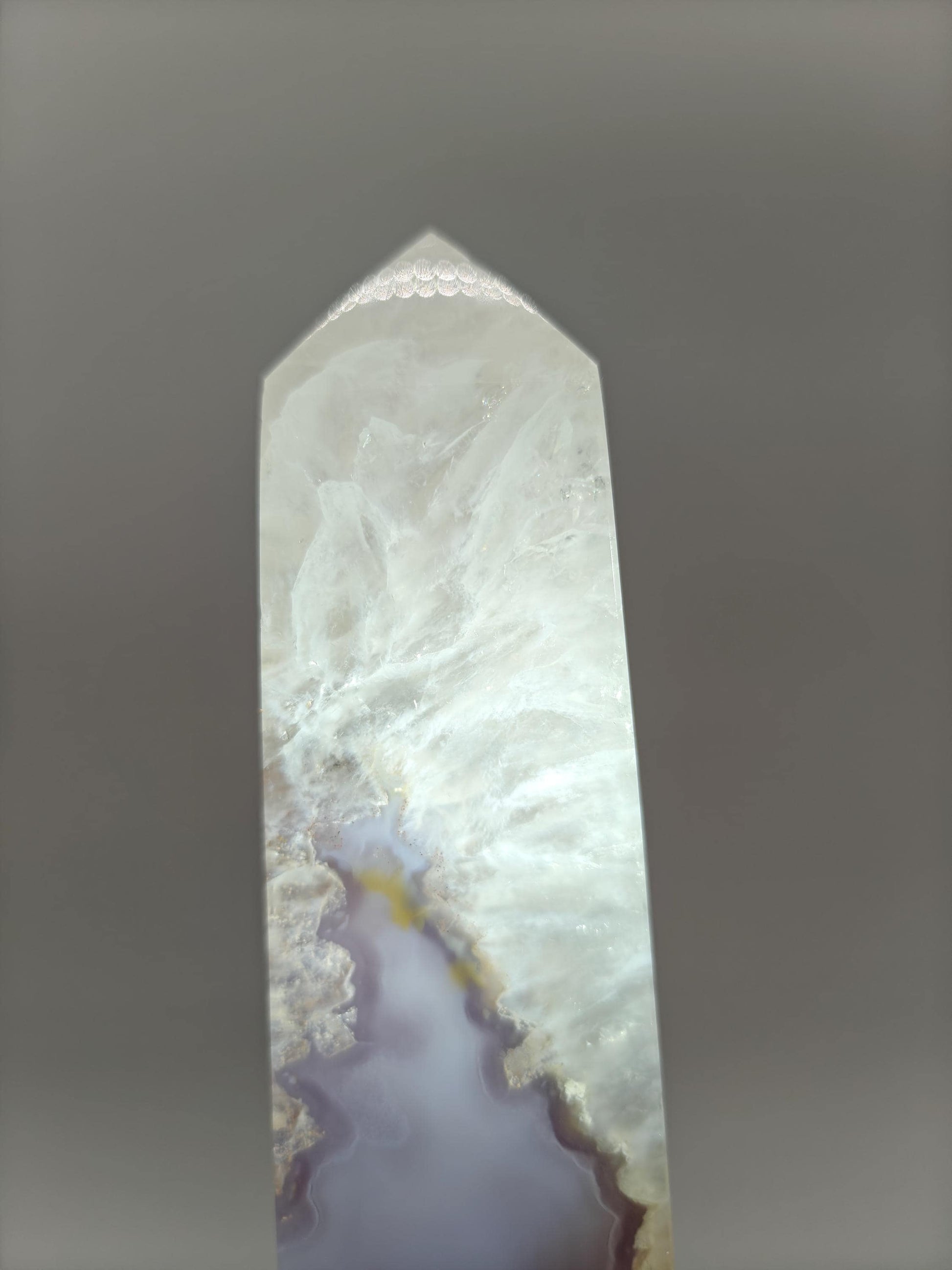 One-of-a-Kind Druzy Agate Tower - Floating Cutout Formation | Natural Crystal Point | 2.34 lbs | Optional Lighted Display Base Crystal Hoarder