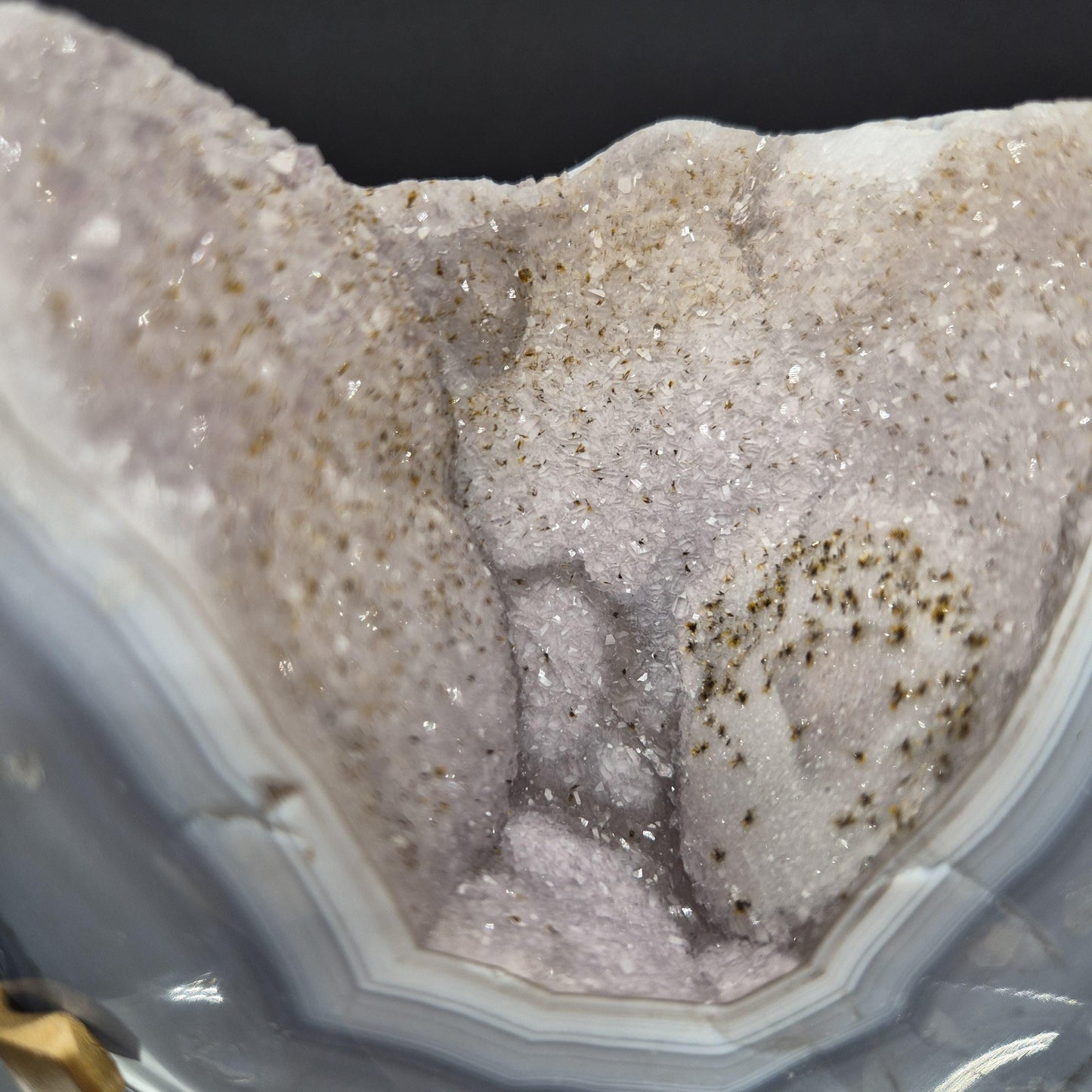Druzy Amethyst with Hematite & Blue Banded Agate | 7 x 5in | 3.25 lb Crystal Specimen | Brazil Mineral Decor | Collector Statement Piece Crystal Hoarder