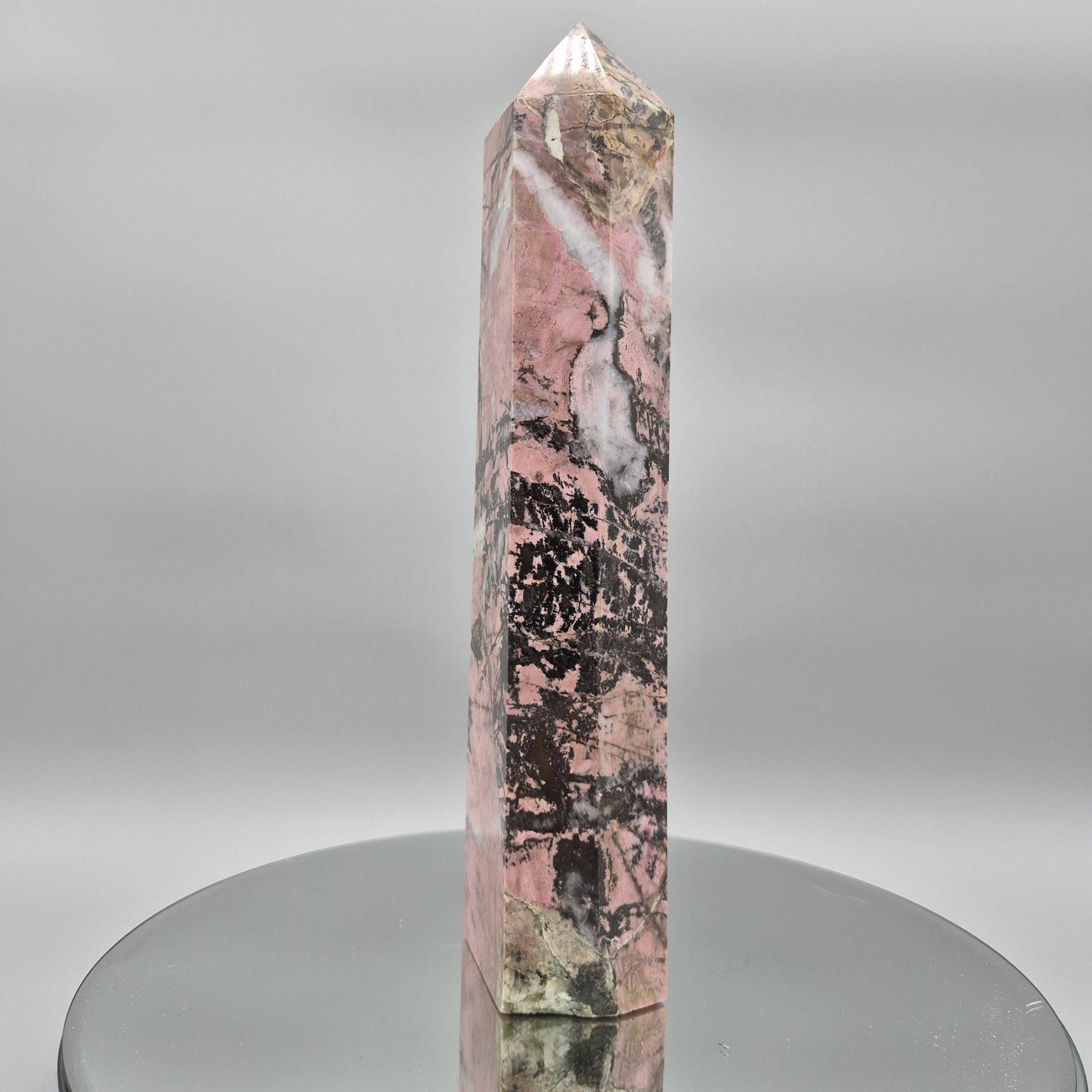 AAA+ Rhodonite Tower – 12 x 3in, 6.31 lbs – Natural Polished Crystal Healing Stone Crystal Hoarder