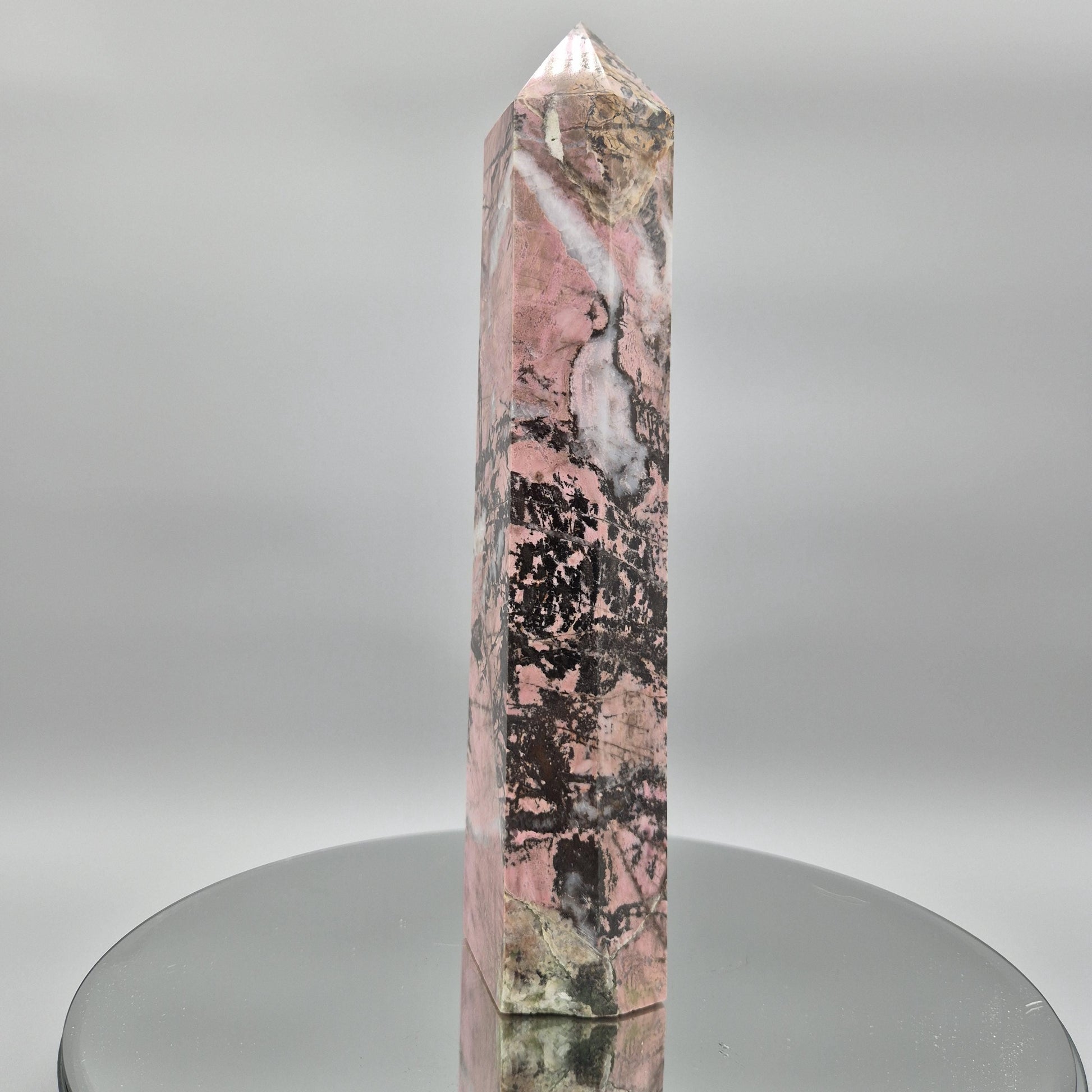AAA+ Rhodonite Tower – 12 x 3in, 6.31 lbs – Natural Polished Crystal Healing Stone Crystal Hoarder