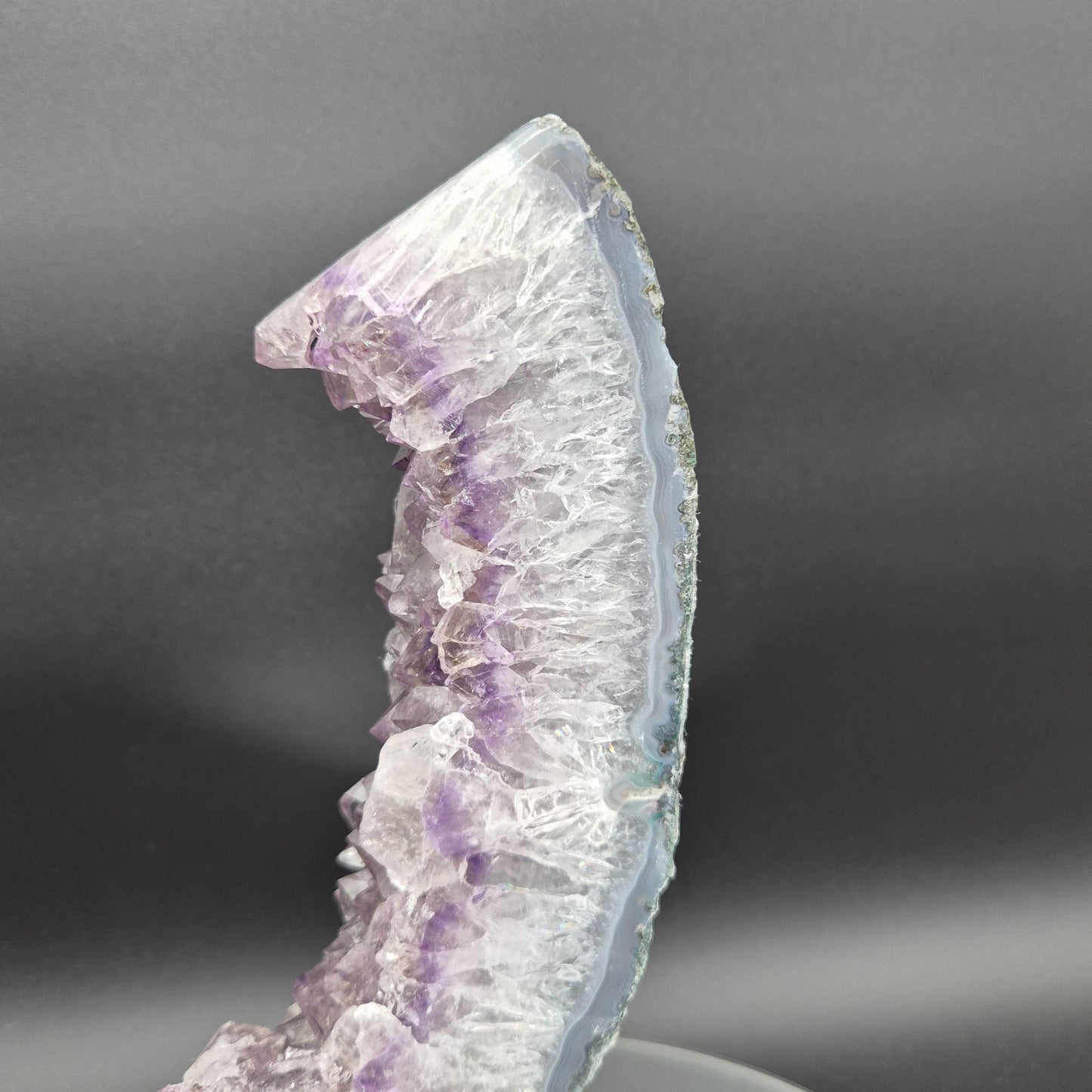 AAA+ Amethyst with Blue Banded Agate on Stand 10.5x4x1.5 3.17 lbs Brazil Crystal Hoarder