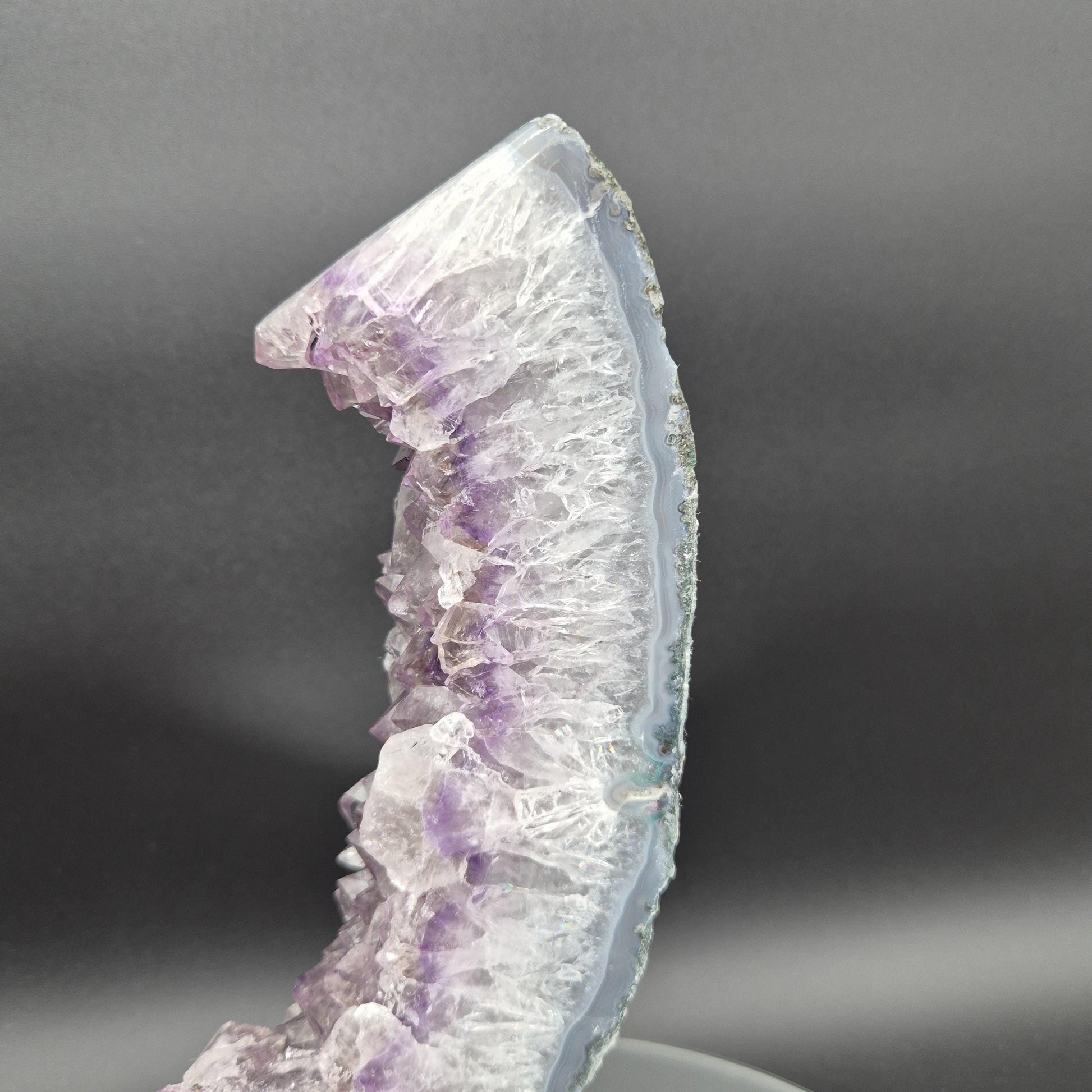AAA+ Amethyst with Blue Banded Agate on Stand 10.5x4x1.5 3.17 lbs Brazil Crystal Hoarder