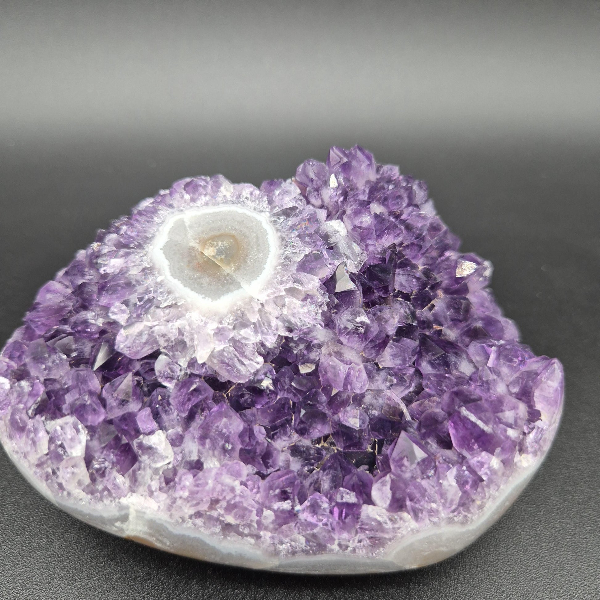 AAA+ Dark Purple Amethyst with Large Stalactite Eye Freeform - Uruguay Specimen - 5 x 3.5in - 1.92 lbs - Collector Display Crystal Hoarder