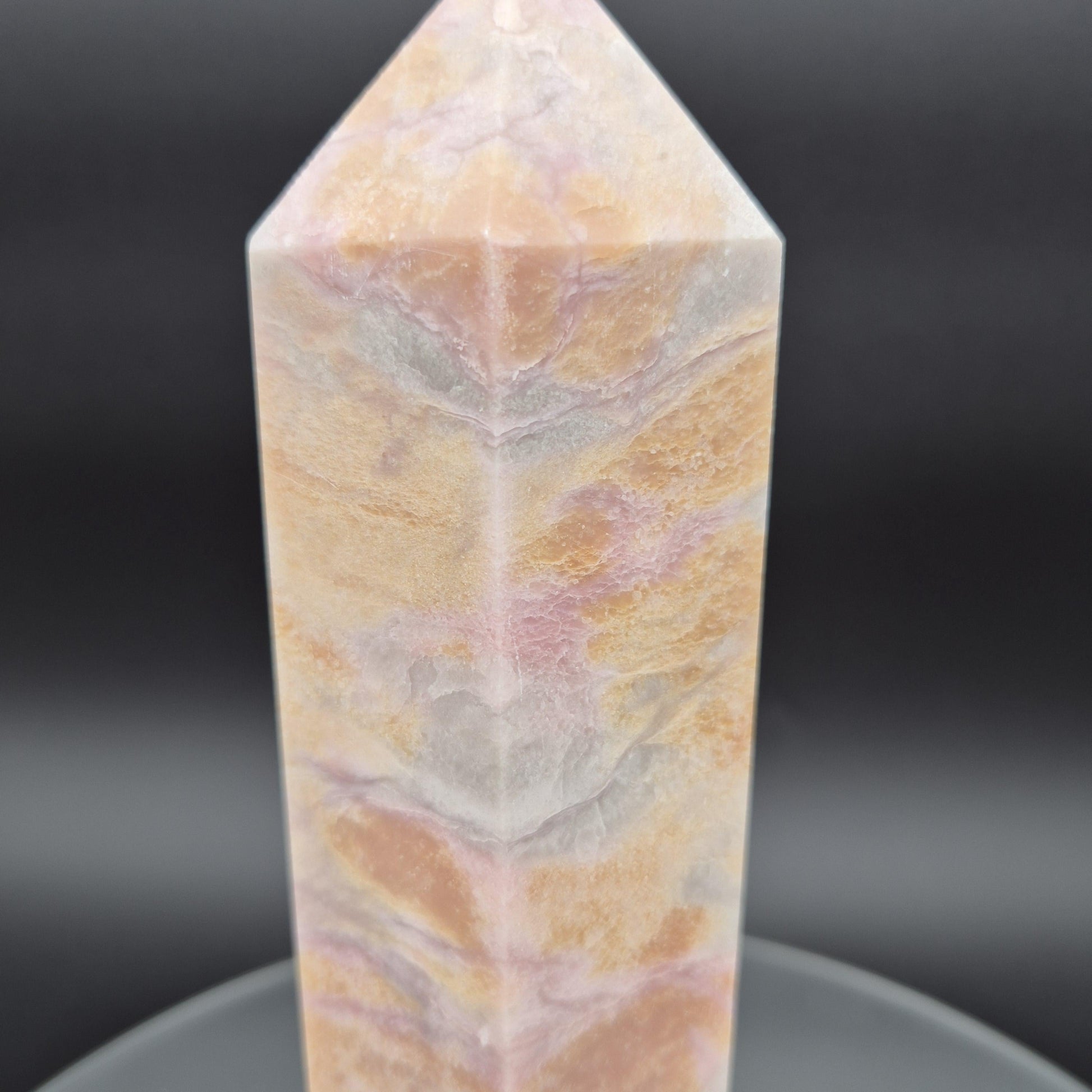 AAA+ Pink Opal Tower - 9 x 2.5in, 3.35 lbs - Rare Pastel Colors, Healing Crystal Decor, Meditation, Energy Grid Crystal Hoarder