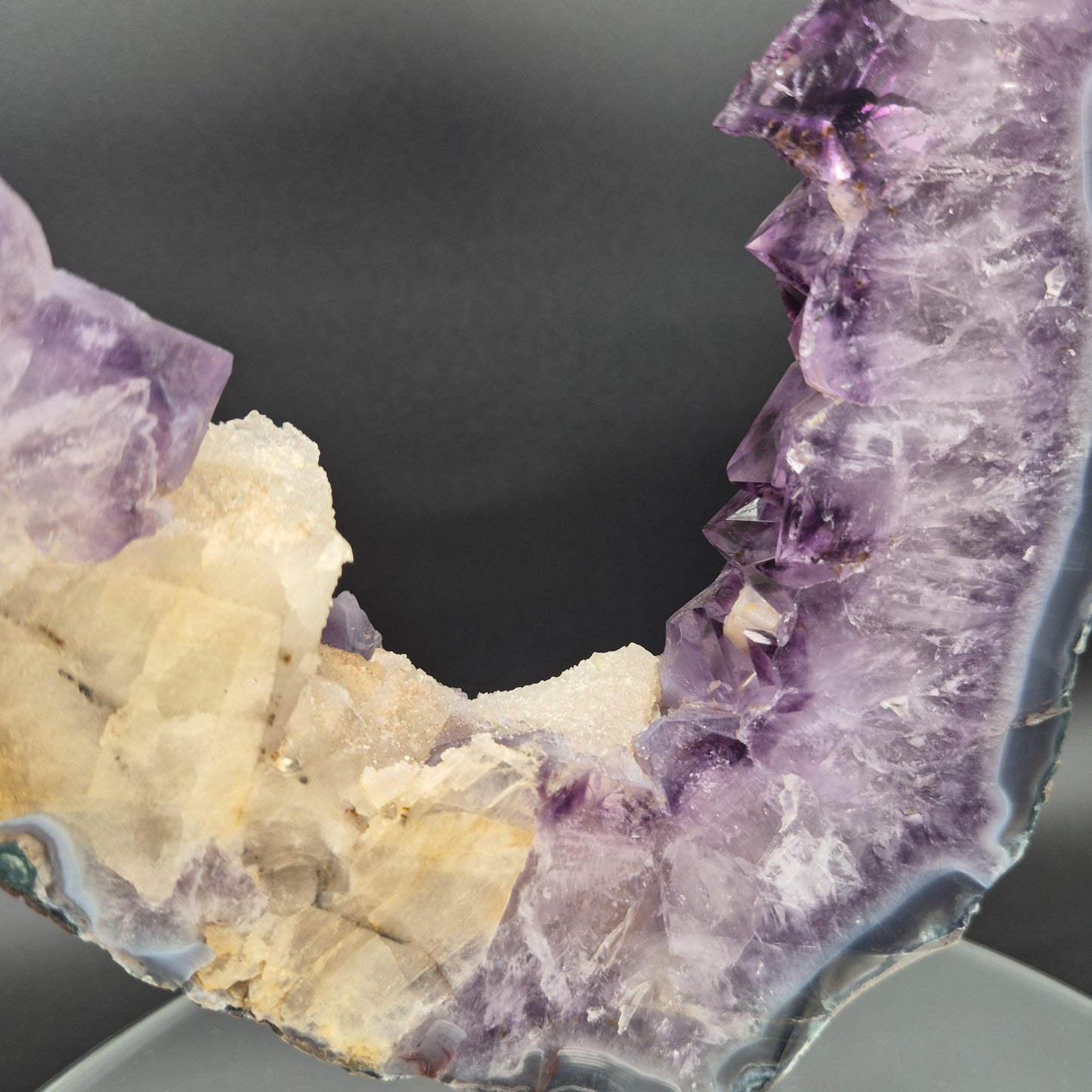 AAA+ Amethyst Portal with UV Reactive Calcite Brazil 16x10x1.5 7.16 lbs Crystal Hoarder