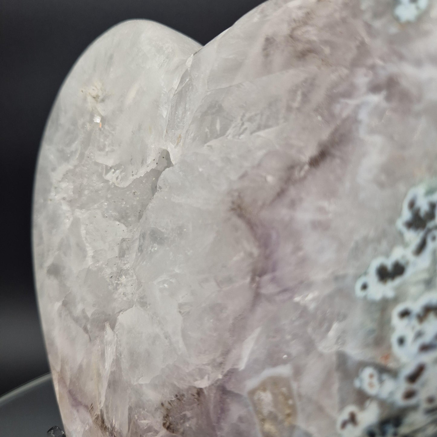 AAA+ Rare Amethyst Quartz Jasper Heart with Hematite Rutile 8x7.5x1 4.86 lbs Brazil Crystal Hoarder