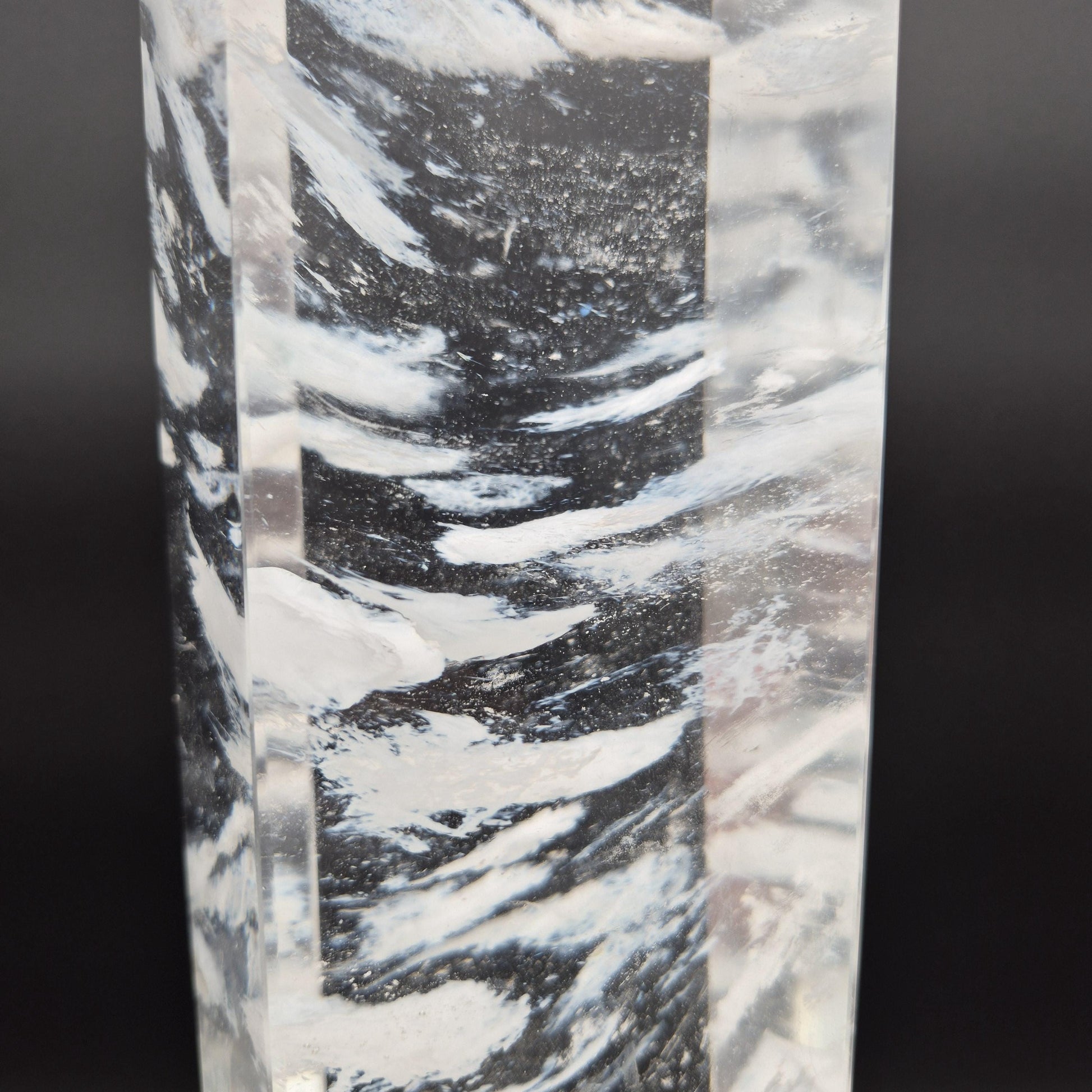 Huge Clear Quartz Tower with White Cloud Inclusions - Man Made Smelted Quartz - 20.79 lbs - 17in x 6in - Optional Light Base Crystal Hoarder