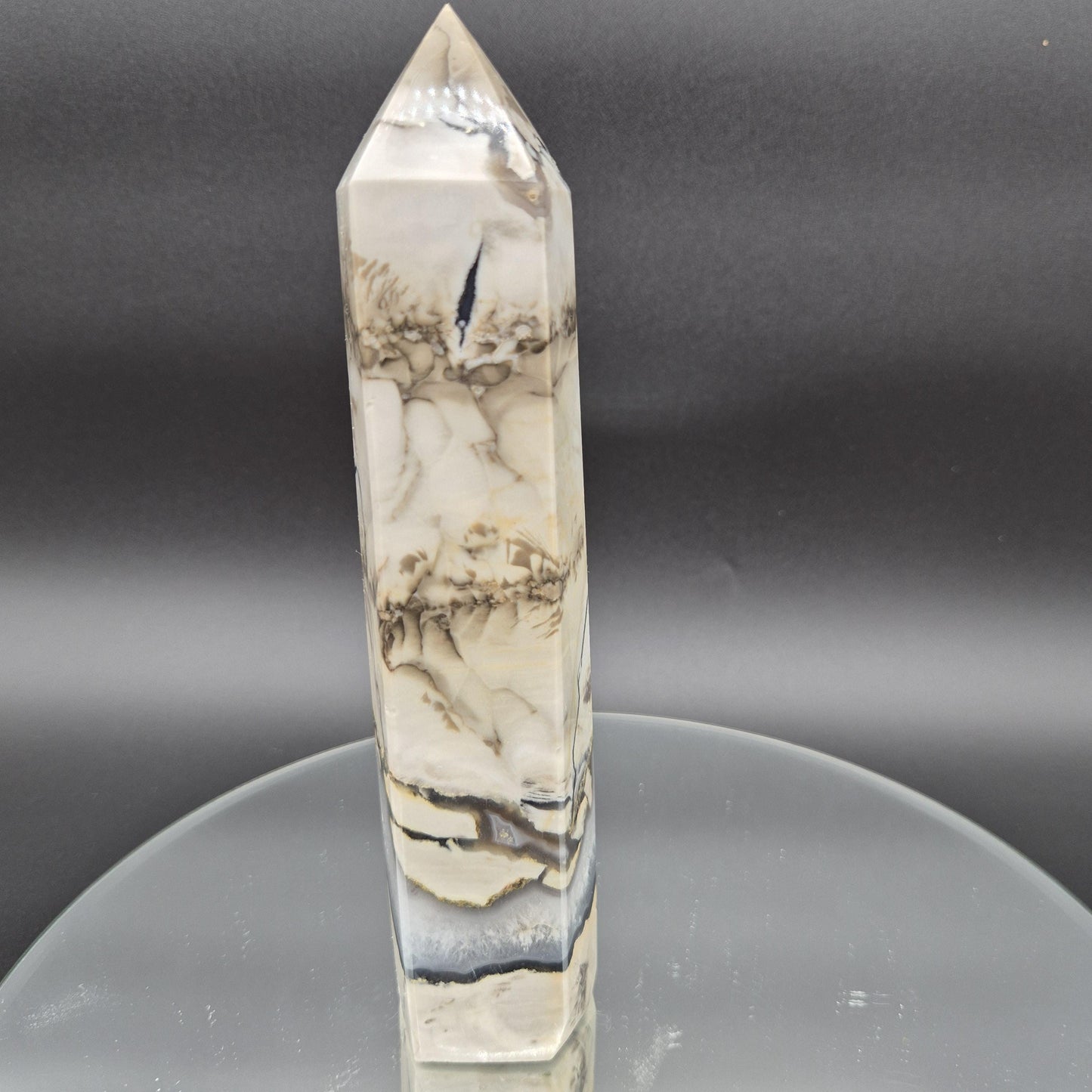 AAA+ Agate in Quartz Tower - 9 x 2.5in, 2.16 lbs - Display Crystal, Collector Tower, Home Decor Crystal Hoarder