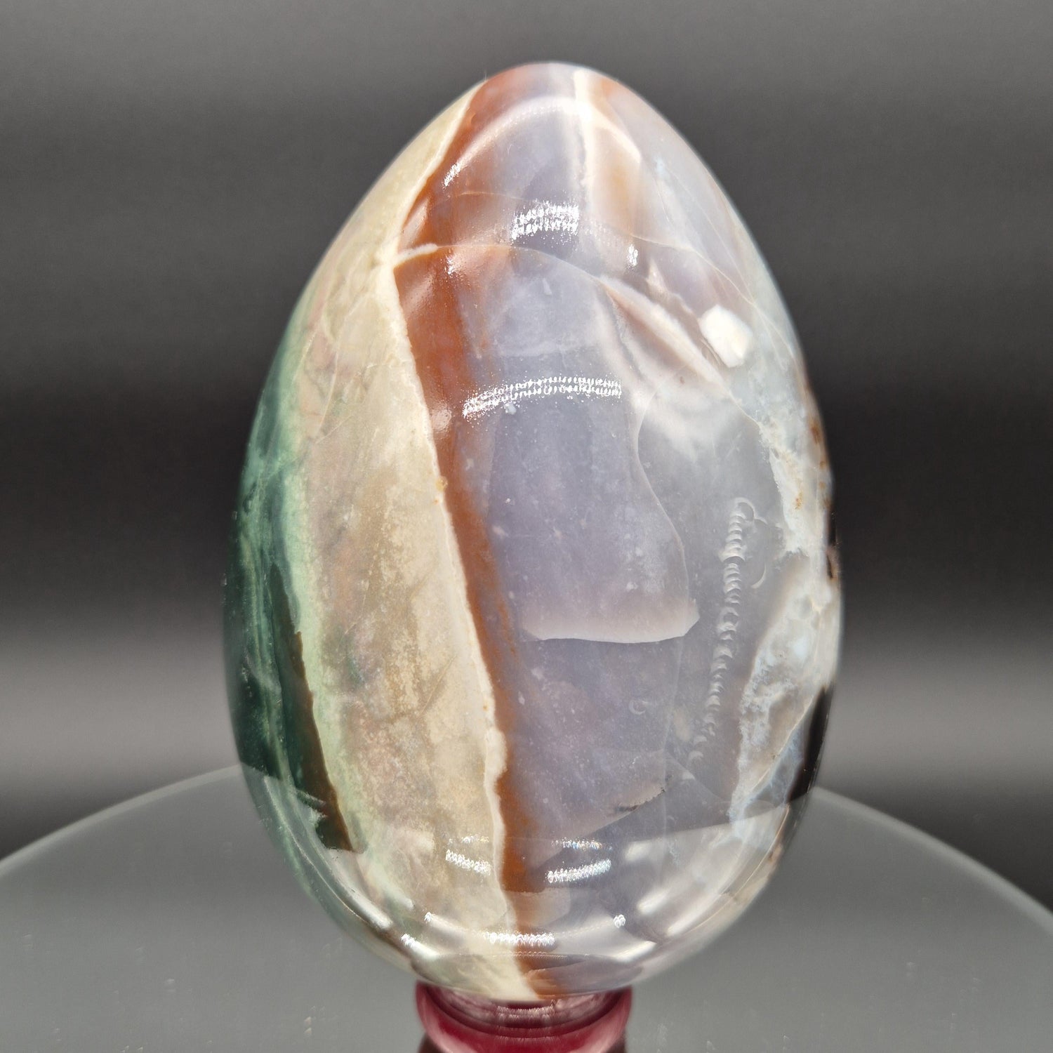 6.5 x 4.5 in Huge Ocean Jasper Egg - 7.04 lbs - Rare Purple & Green Stripes - Collector Grade Natural Stone Specimen Crystal Hoarder