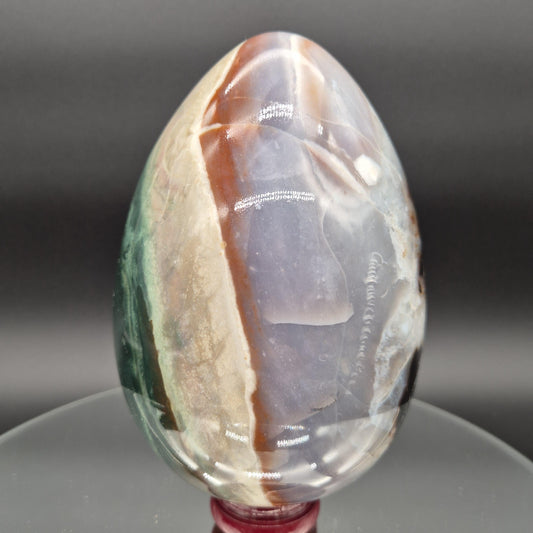 6.5 x 4.5 in Huge Ocean Jasper Egg - 7.04 lbs - Rare Purple & Green Stripes - Collector Grade Natural Stone Specimen Crystal Hoarder