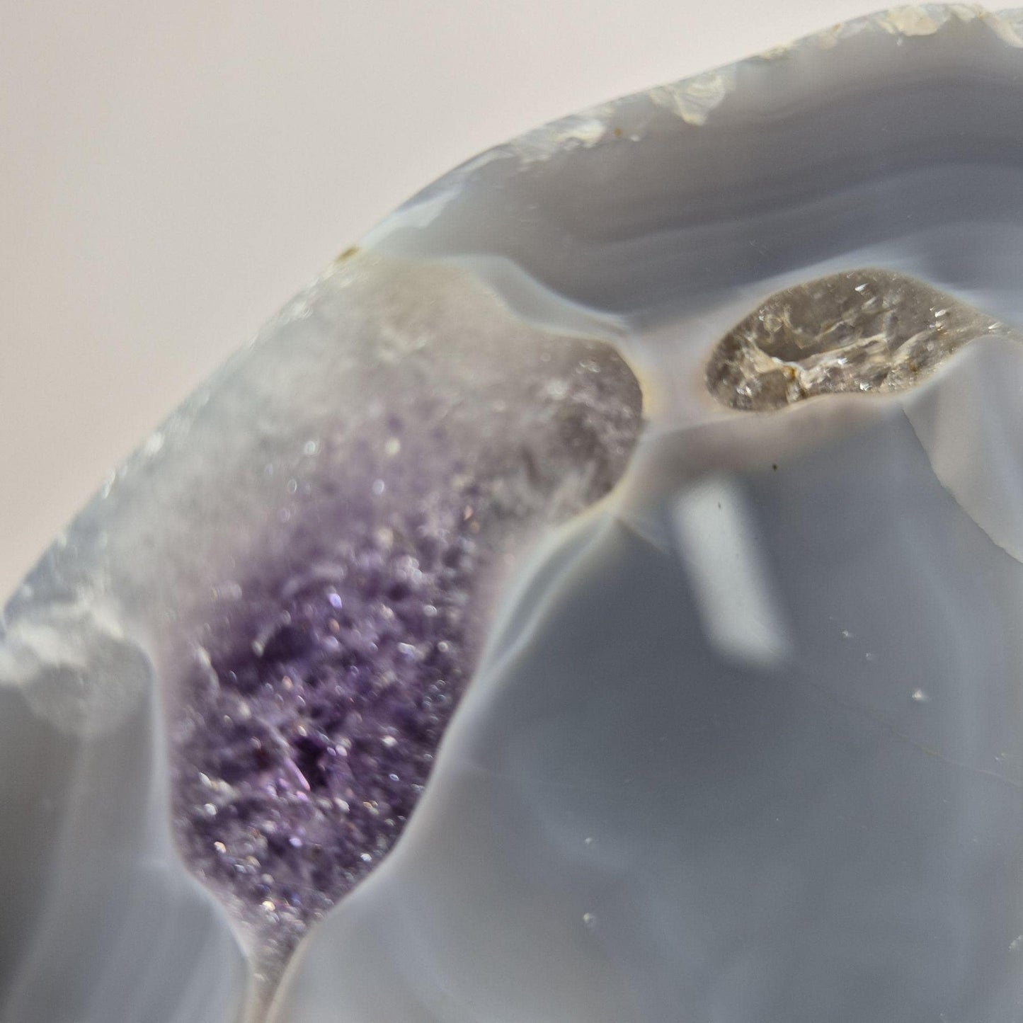 Amethyst Statement Piece with Blue Banded Agate - Brazil Crystal Hoarder