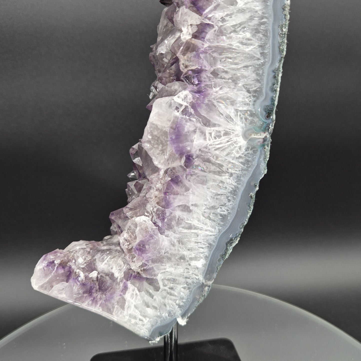 AAA+ Amethyst with Blue Banded Agate on Stand 10.5x4x1.5 3.17 lbs Brazil Crystal Hoarder