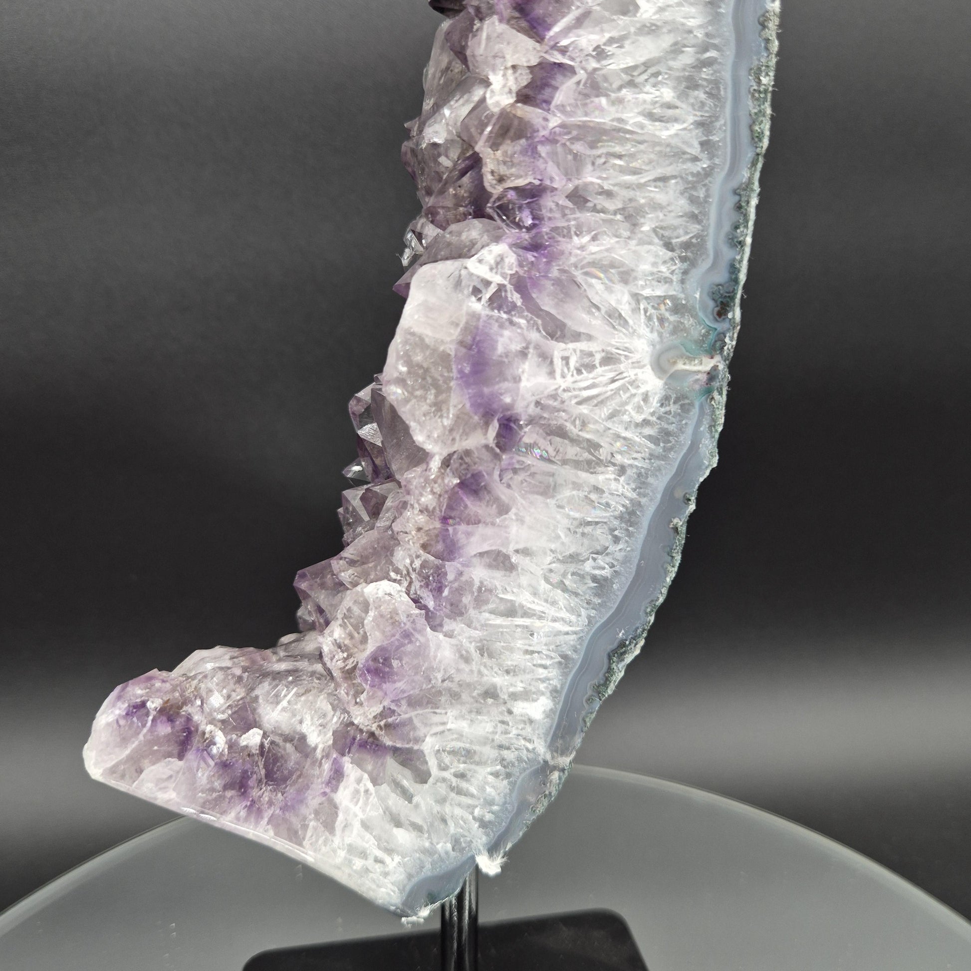 AAA+ Amethyst with Blue Banded Agate on Stand 10.5x4x1.5 3.17 lbs Brazil Crystal Hoarder