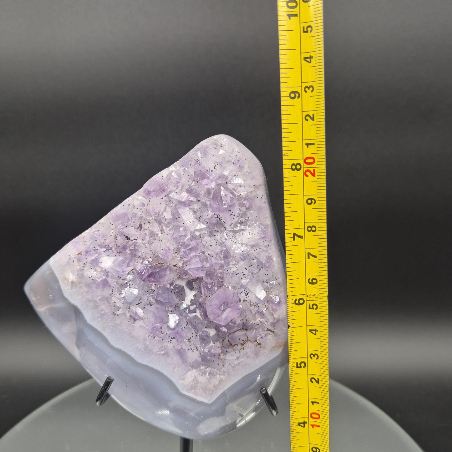 Amethyst with Blue Banded Agate on Stand 5x5x2 2.21 lbs Brazil Crystal Hoarder