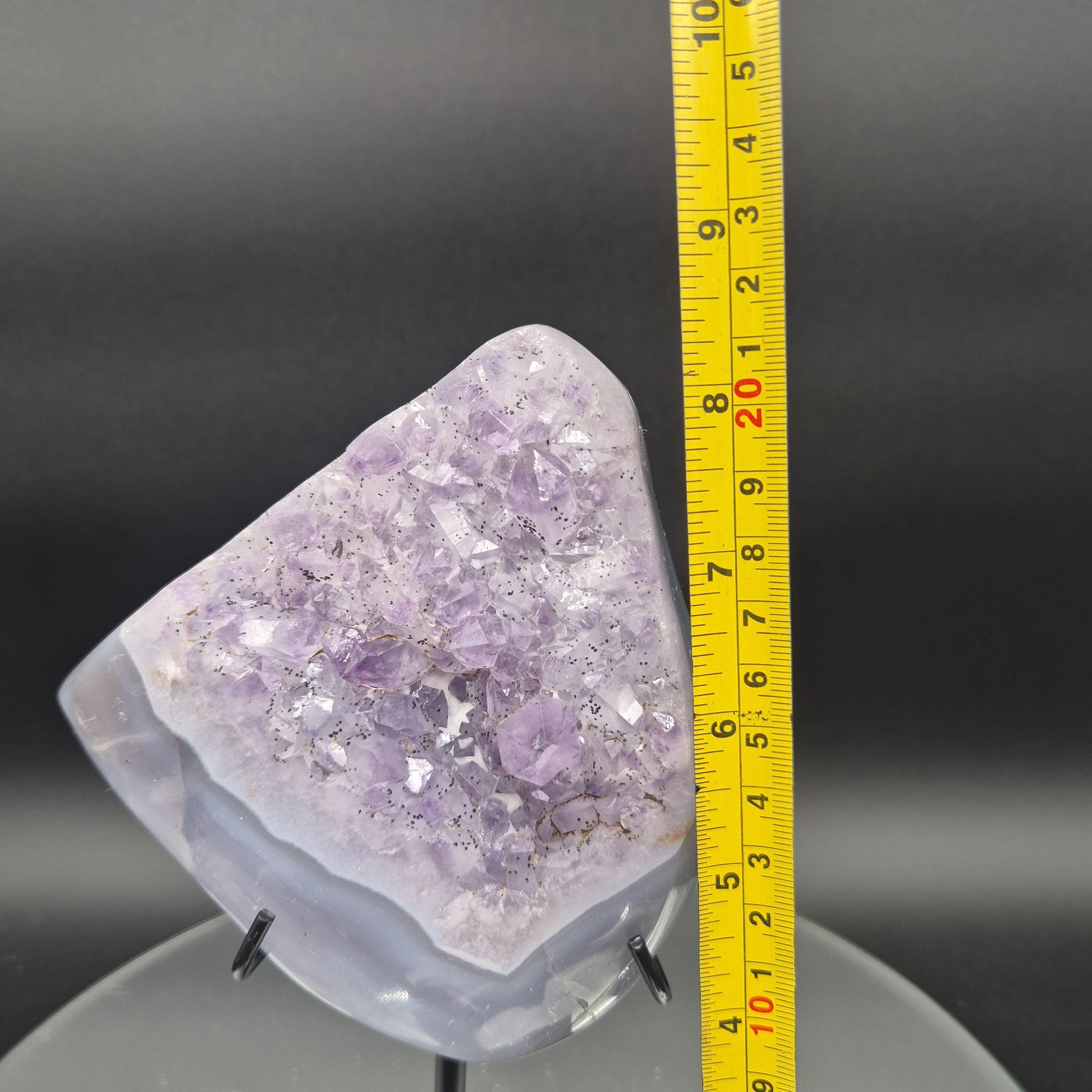 Amethyst with Blue Banded Agate on Stand 5x5x2 2.21 lbs Brazil Crystal Hoarder