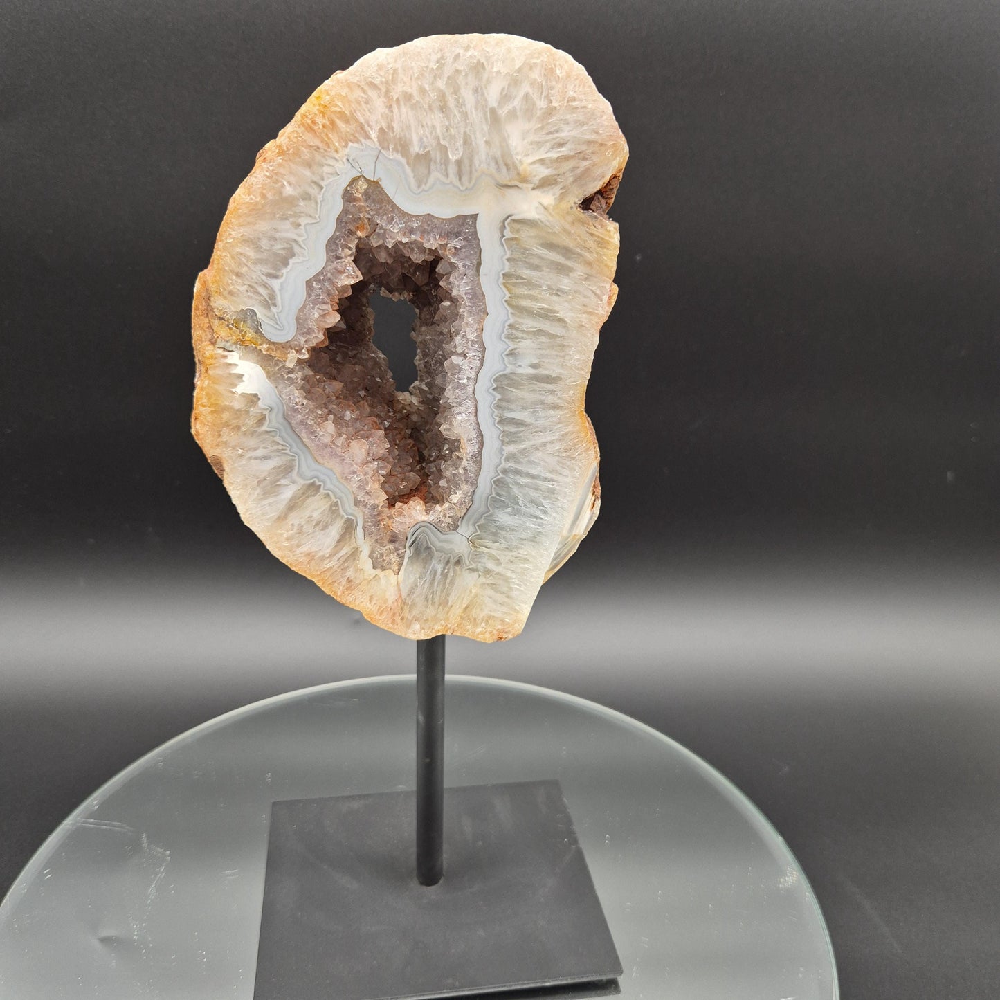 Amethyst with Baby Blue Agate Geode Portal on Stand Brazil 5.27 lbs Crystal Hoarder