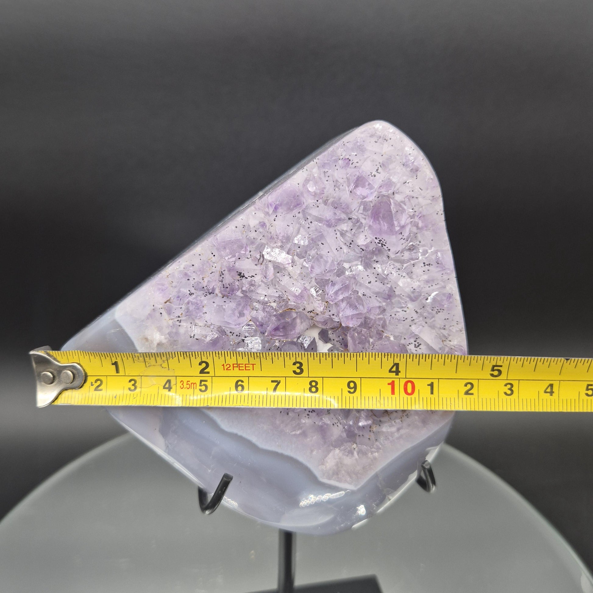 Amethyst with Blue Banded Agate on Stand 5x5x2 2.21 lbs Brazil Crystal Hoarder