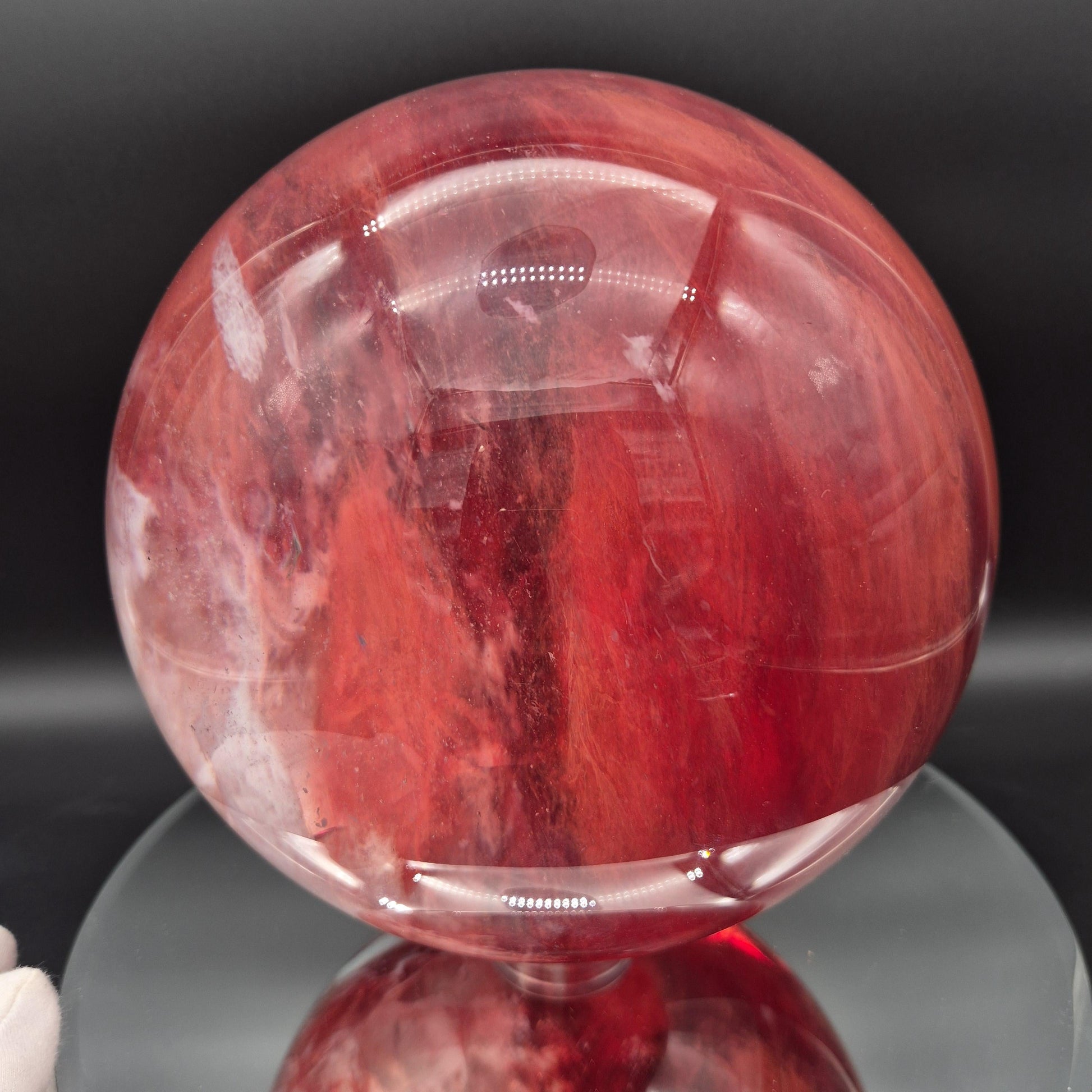 Huge AAA+ Red Smelt Quartz Sphere 27 lbs - 8in (203mm) Crystal Ball - Massive Deep Red Sphere - Optional LED Light Base Crystal Hoarder