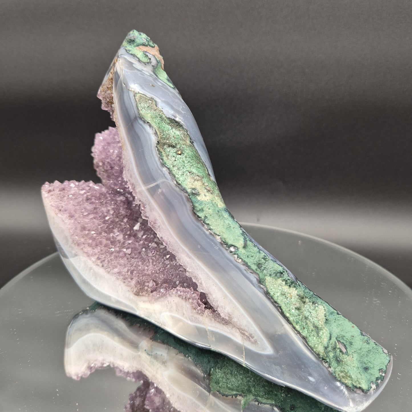 AAA+ Super Unique Amethyst with Blue Banded Agate Formation Brazil 5.87 lbs 9x7x5 Collector Crystal Crystal Hoarder
