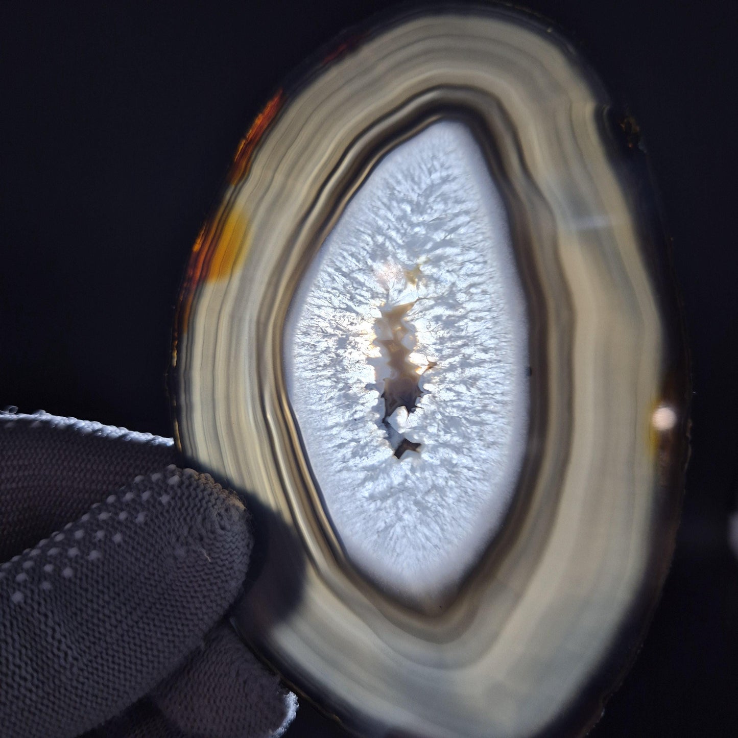AAA+ Translucent Agate Slices with Quartz - Brazil | Set of 5 | 5x3in Natural Druzy | 1.04 lbs Crystal Hoarder