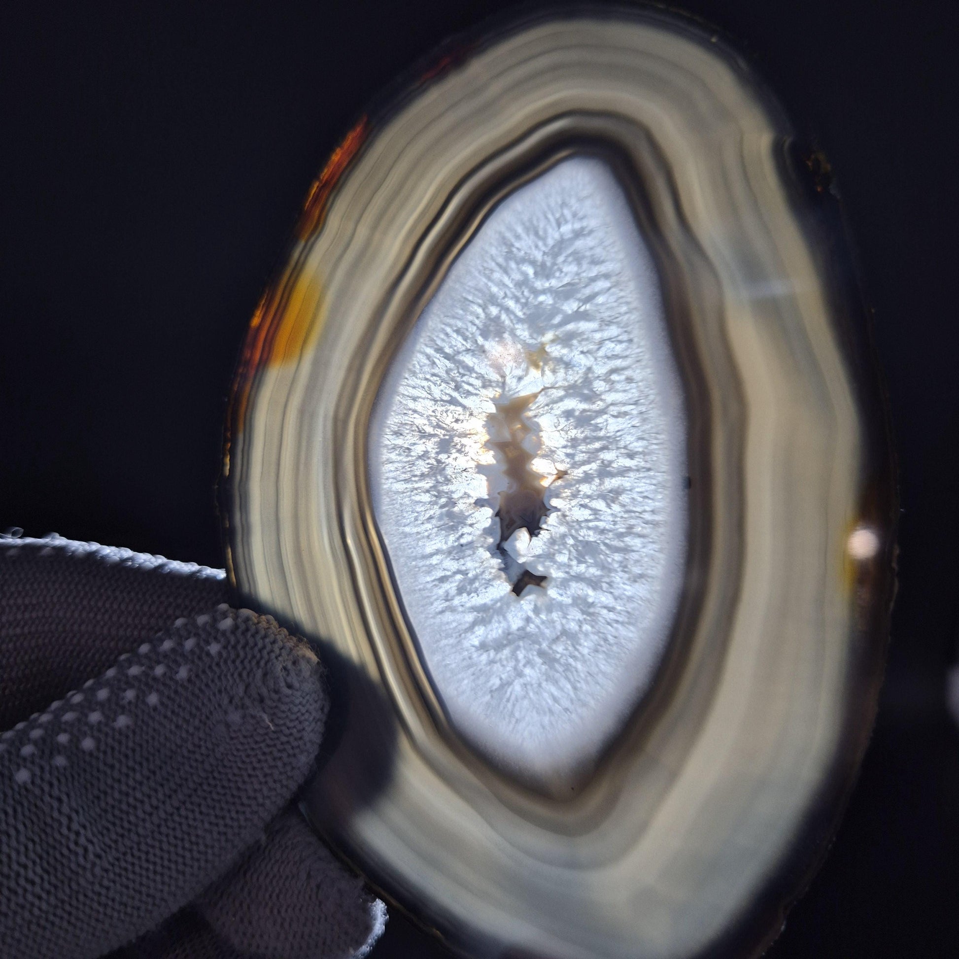 AAA+ Translucent Agate Slices with Quartz - Brazil | Set of 5 | 5x3in Natural Druzy | 1.04 lbs Crystal Hoarder