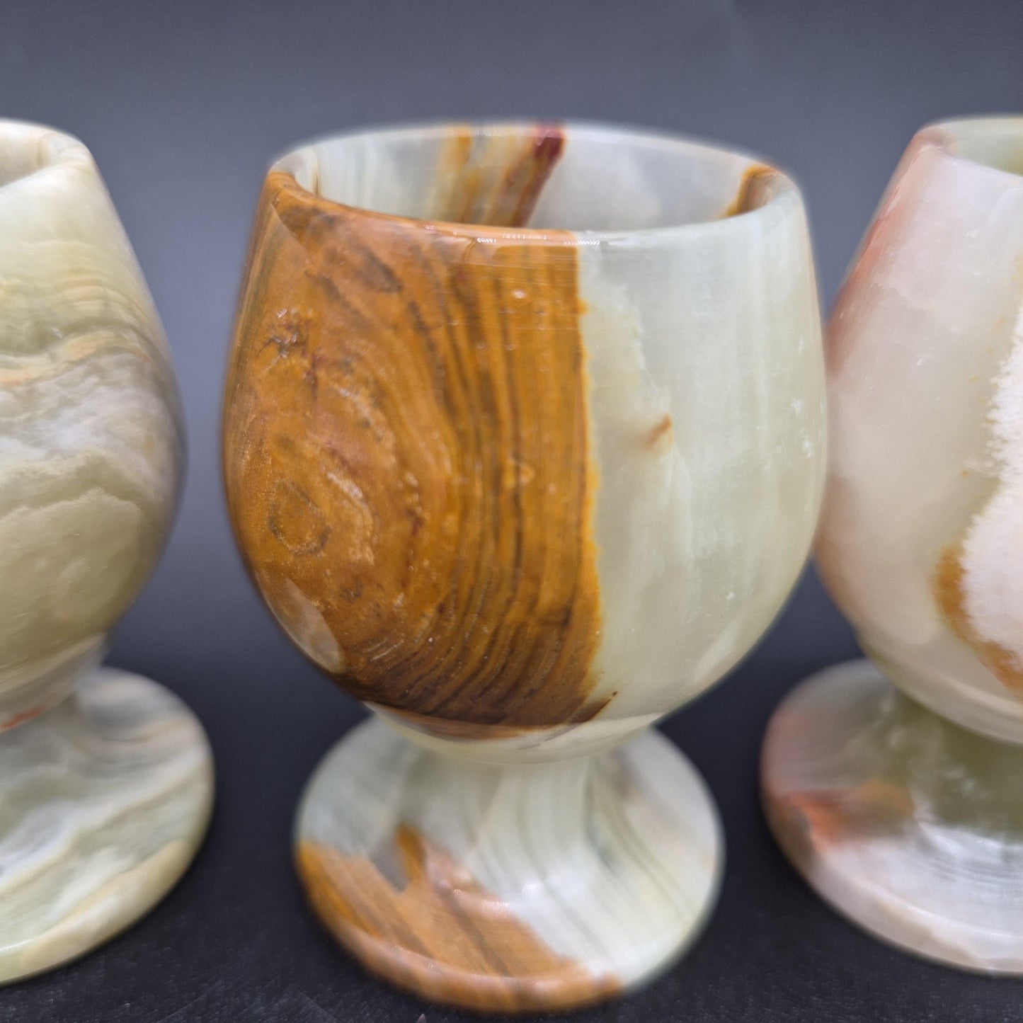 Set of 6 Green Onyx Sherry Glasses | 3 inch tall  | Hand Carved Natural Stone Drinkware Crystal Hoarder