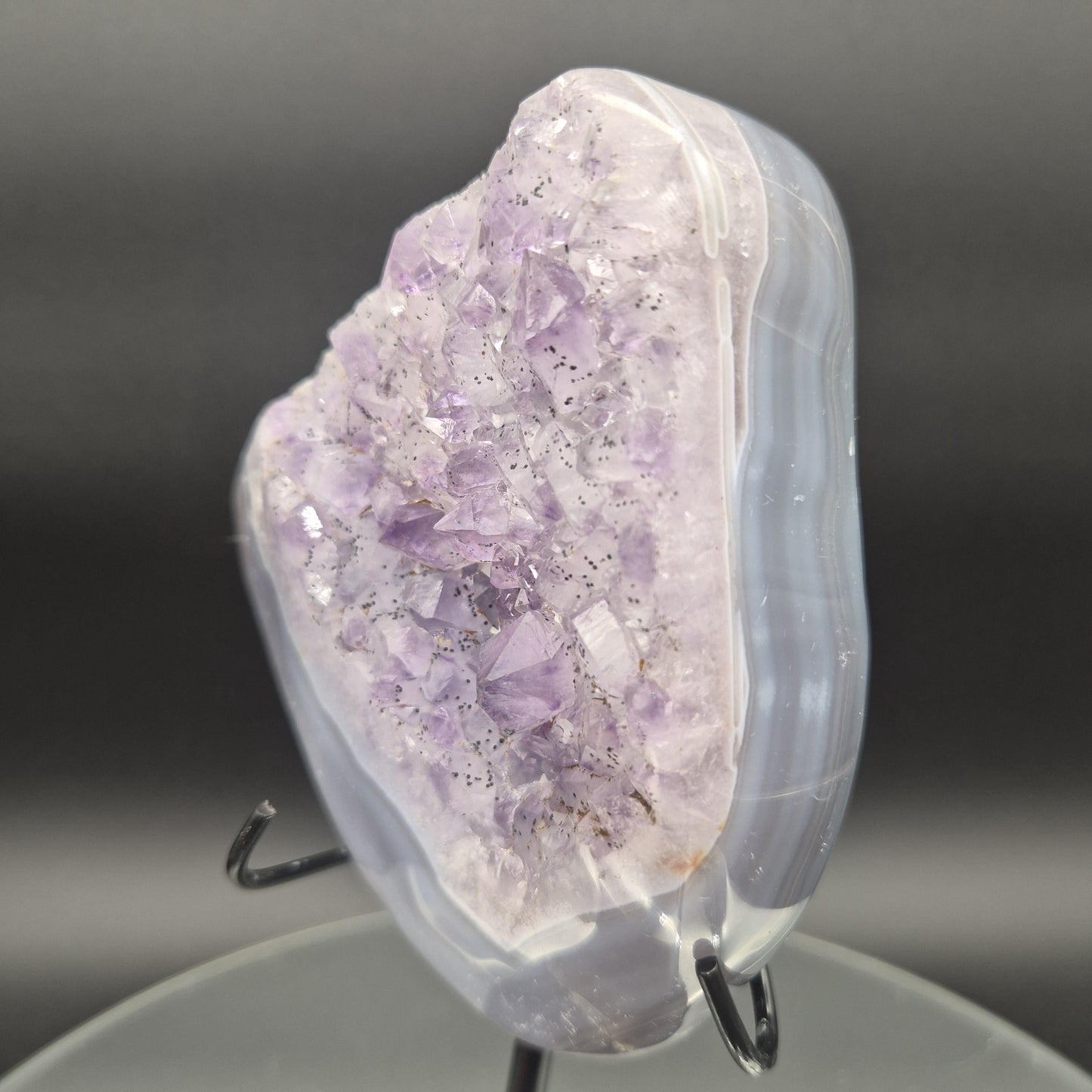 Amethyst with Blue Banded Agate on Stand 5x5x2 2.21 lbs Brazil Crystal Hoarder