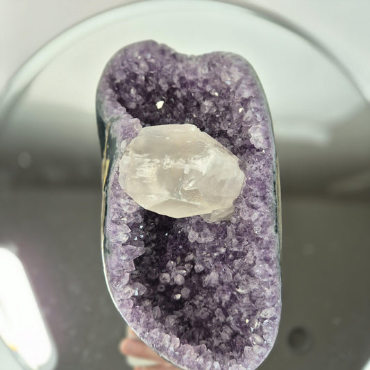 Super Rare Amethyst Boat formation with Calcite Bridge - 3.535 lbs One of a Kind Statement Crystal Specimen Crystal Hoarder