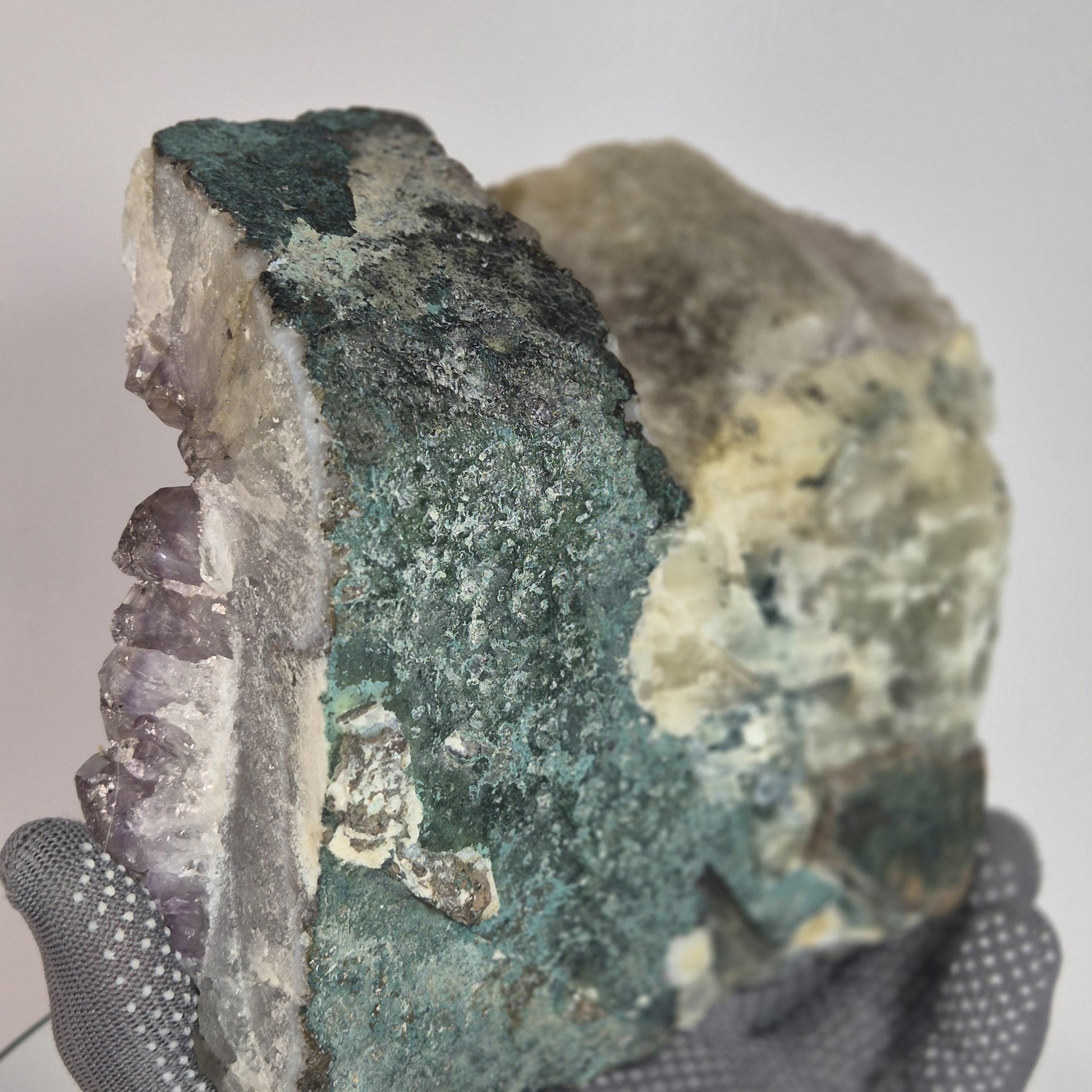 Super Rare White Mountain Calcite Points on Amethyst Cluster with Sugar Calcite Crystal Hoarder
