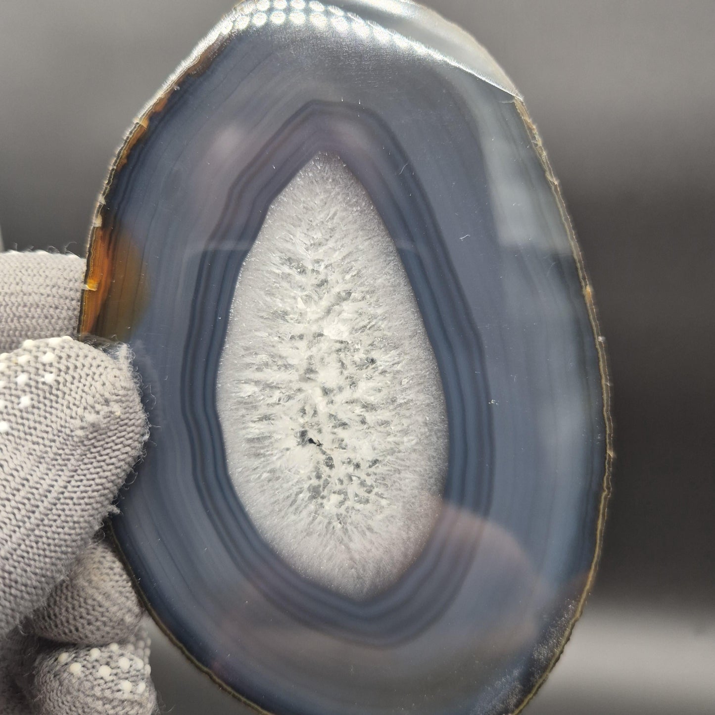 AAA+ Translucent Agate Slices with Quartz - Brazil | Set of 5 | 5x3in Natural Druzy | 1.04 lbs Crystal Hoarder