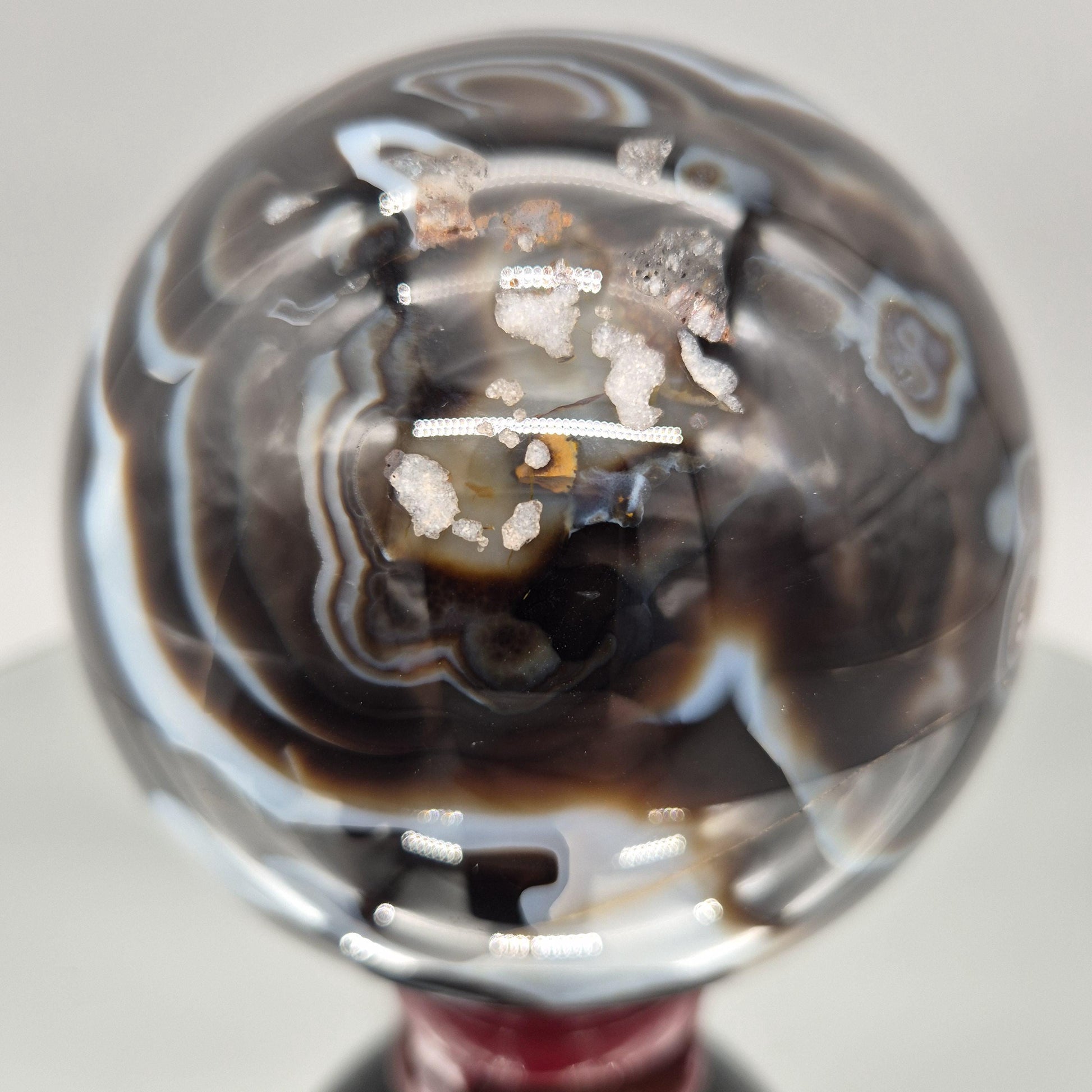Super High Quality Black Agate Sphere – Polished Collector Crystal Sphere Crystal Hoarder