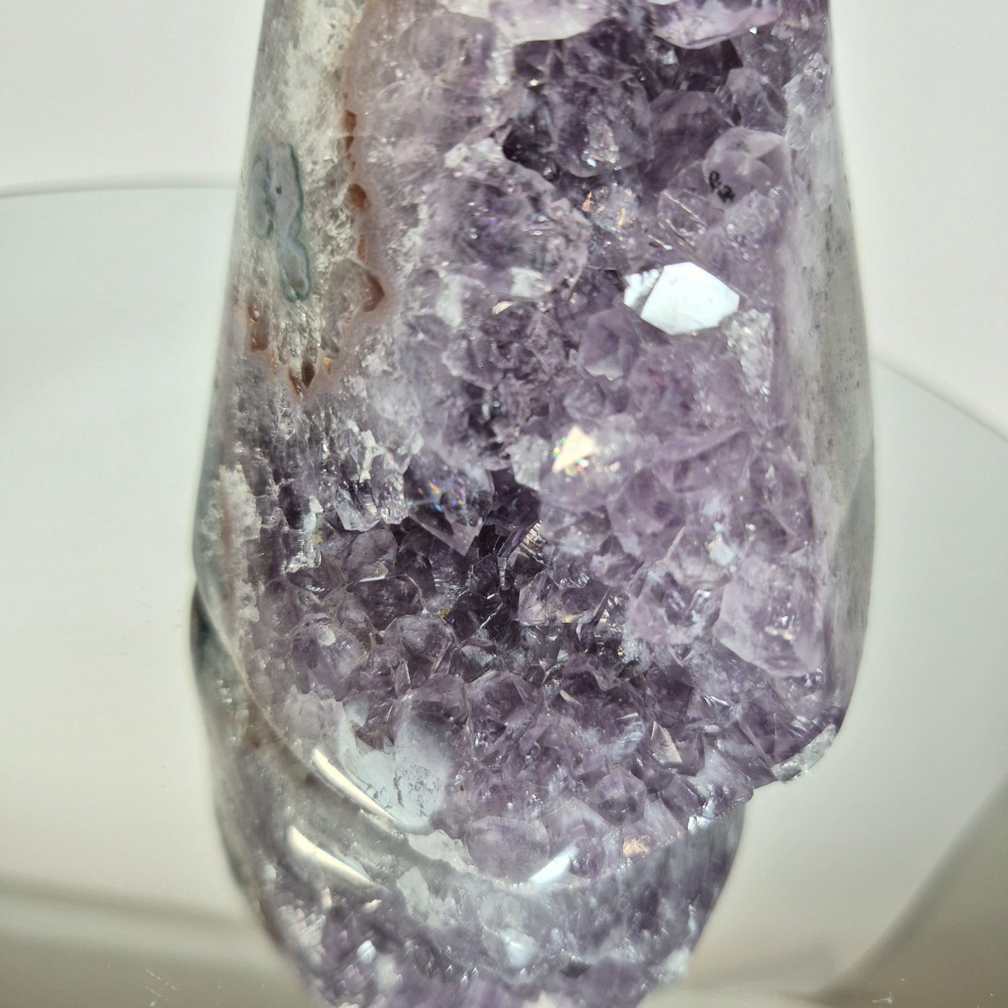 AAA+ Uruguay Amethyst Cut Base with Stalactite Eye (Amethyst Flower) - Backlit Both Sides & Bottom, Collector Display Specimen Crystal Hoarder