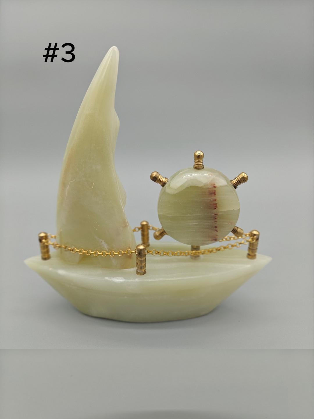 Onyx Sailboat Clock - Nautical Desk Decor, Luxury Crystal Timepiece with Optional light up base Crystal Hoarder