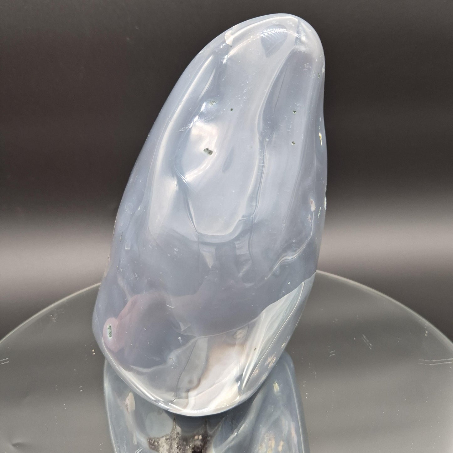 6.27 lb Fully Polished Druzy Amethyst with Blue Banded Agate – 7.5"x5"x4" – Brazil Crystal Hoarder