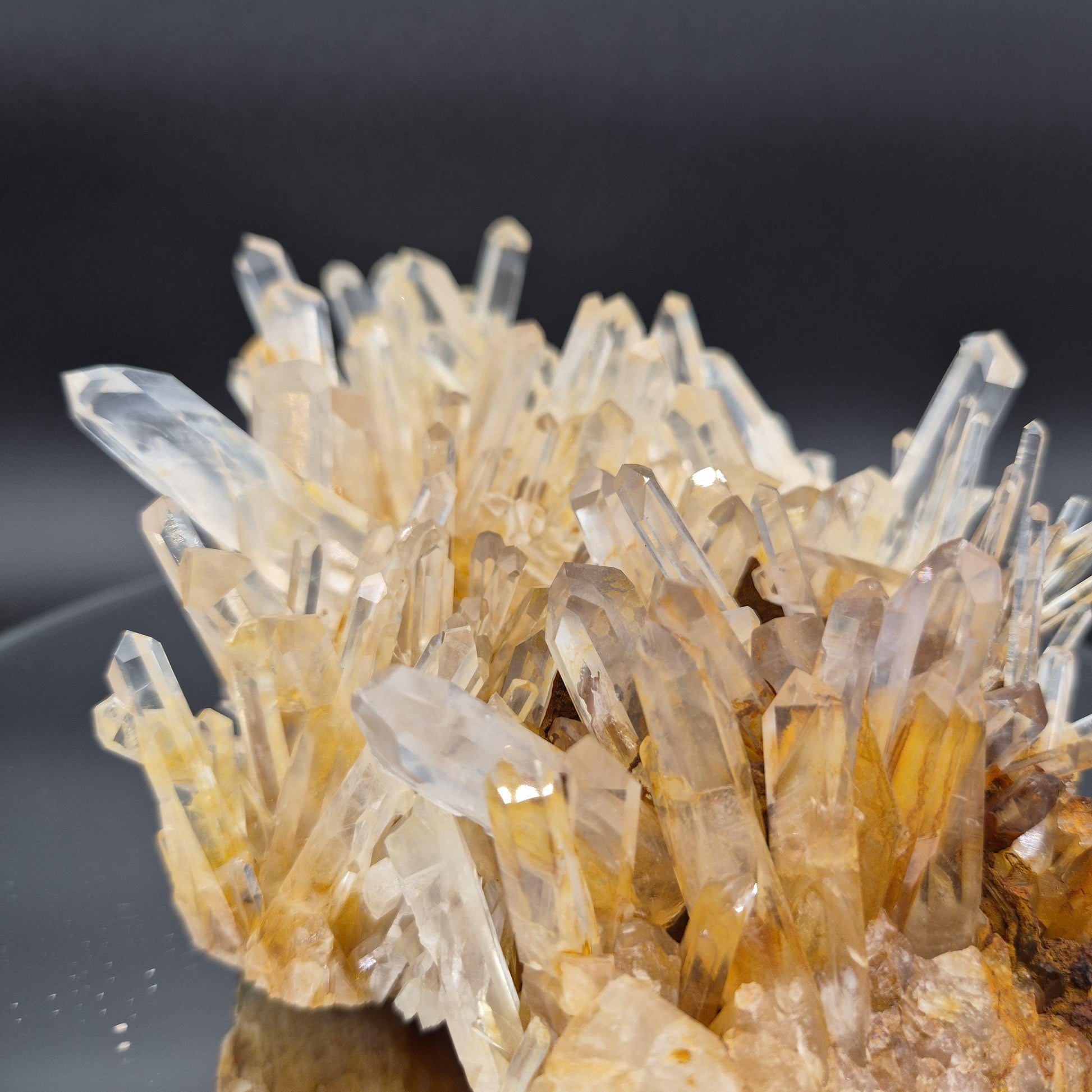 Museum Quality Blue Smoke Golden Healer Lemurian Quartz Cluster 9x5x3 4.71 lbs Colombia Crystal Hoarder