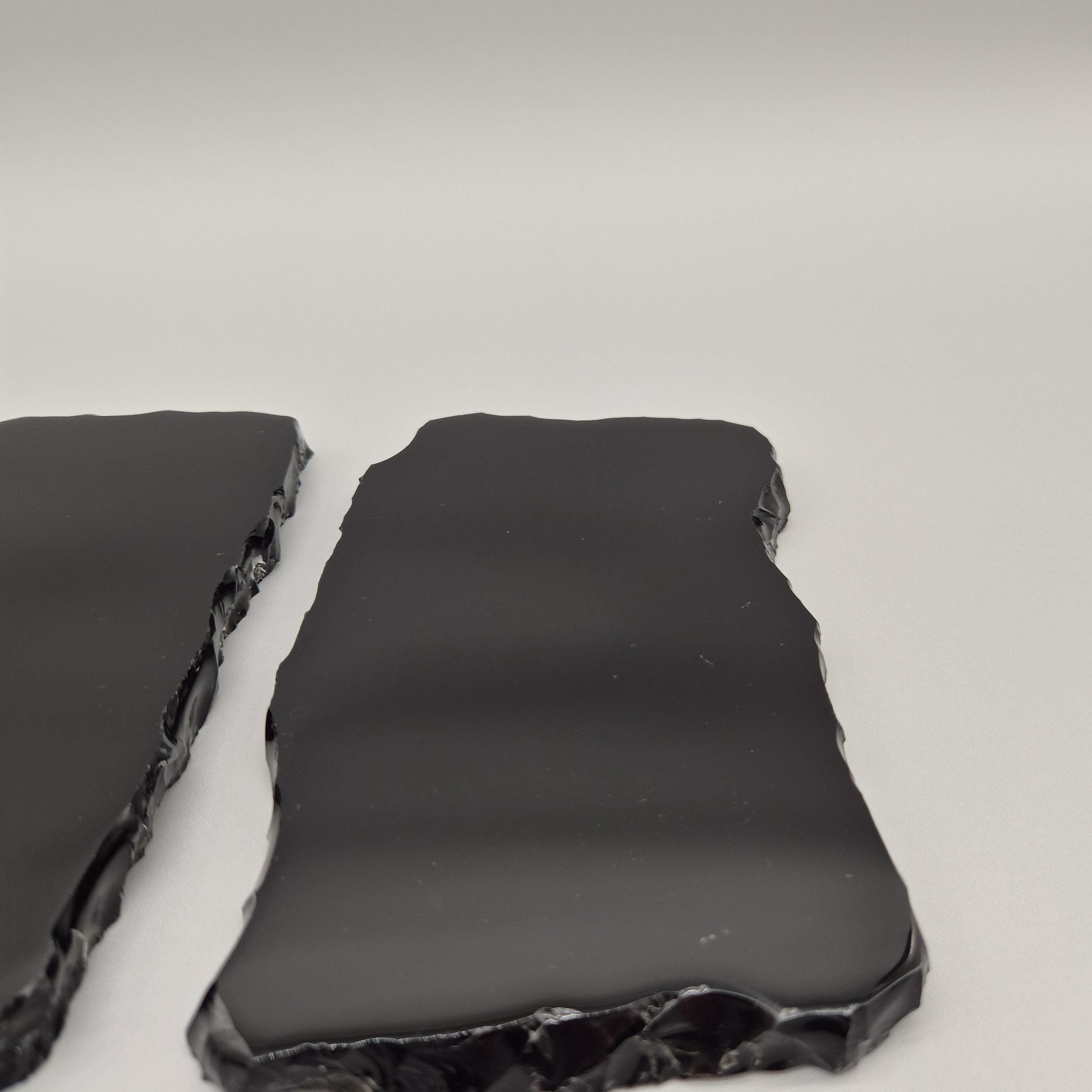 Polished Obsidian Scrying Mirror - Natural Live Edge Volcanic Glass - Black Obsidian Display (1) Mirror - 7 x 4in Crystal Hoarder