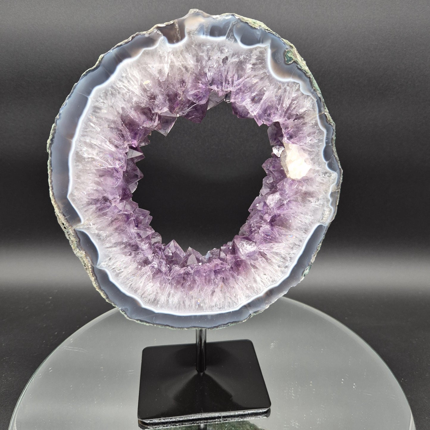 AAA+ Super Rare Amethyst Portal with UV Reactive Calcite Blue Agate 10.5x7.5x1.5 5.12 lbs Brazil Crystal Hoarder