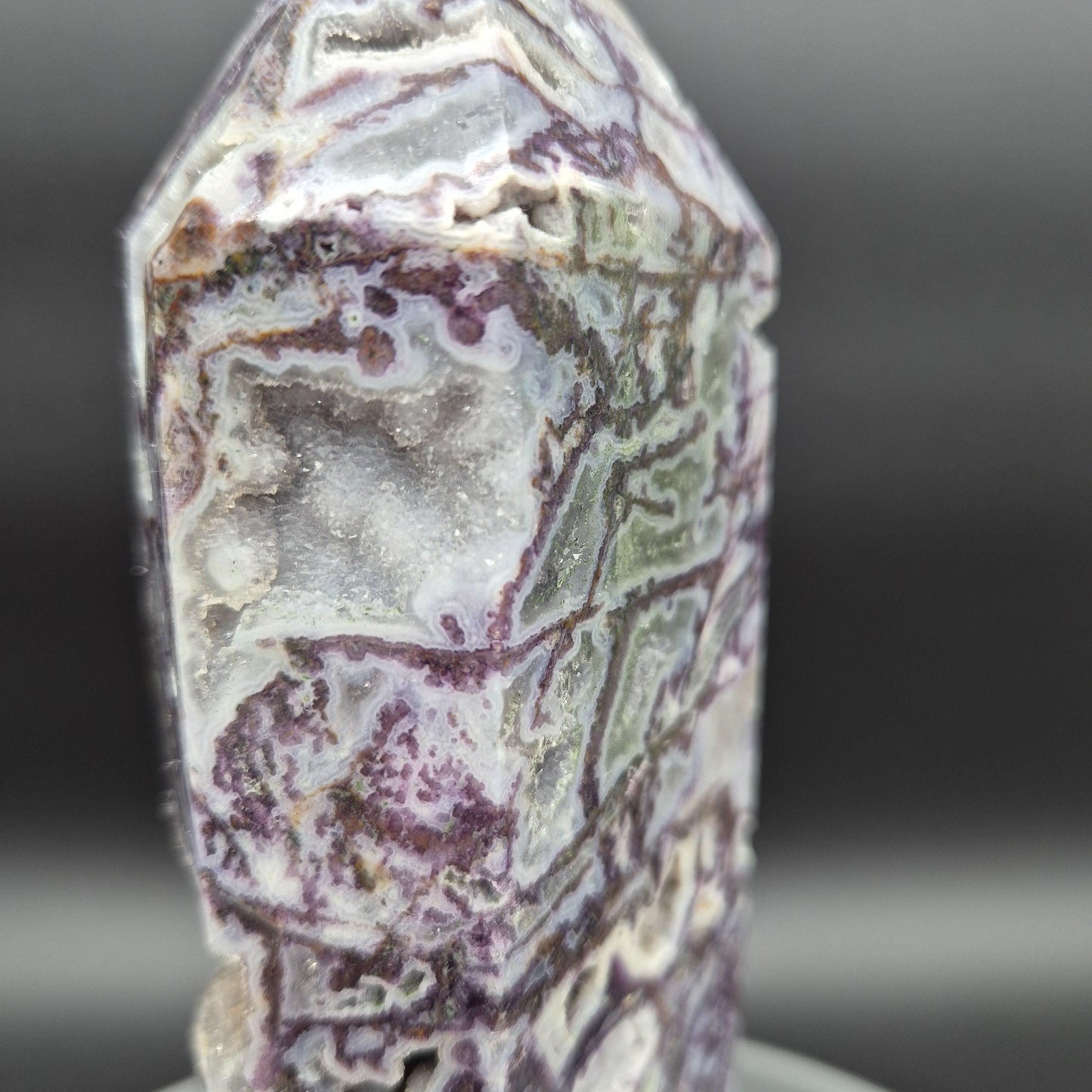 Extra Large Purple Sphalerite Tower with Druzy | 10in Crystal Point | 3.45 lb Statement Specimen | Sparkling Druzy Mineral Display Crystal Hoarder