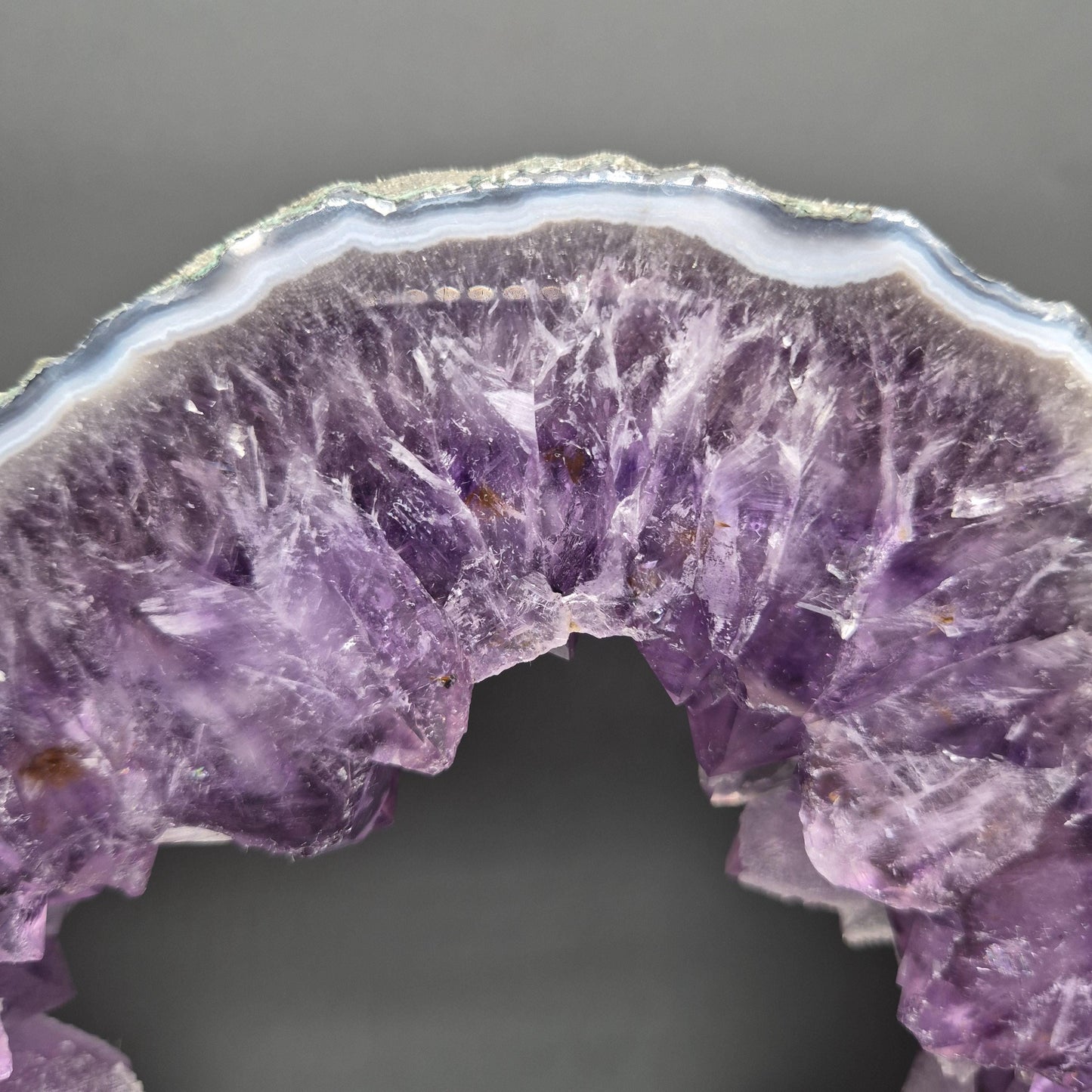 Amethyst Portal with Calcite Large Brazilian Crystal Slab 8.59 lb 17x11x1.5 Statement Display Piece Crystal Hoarder