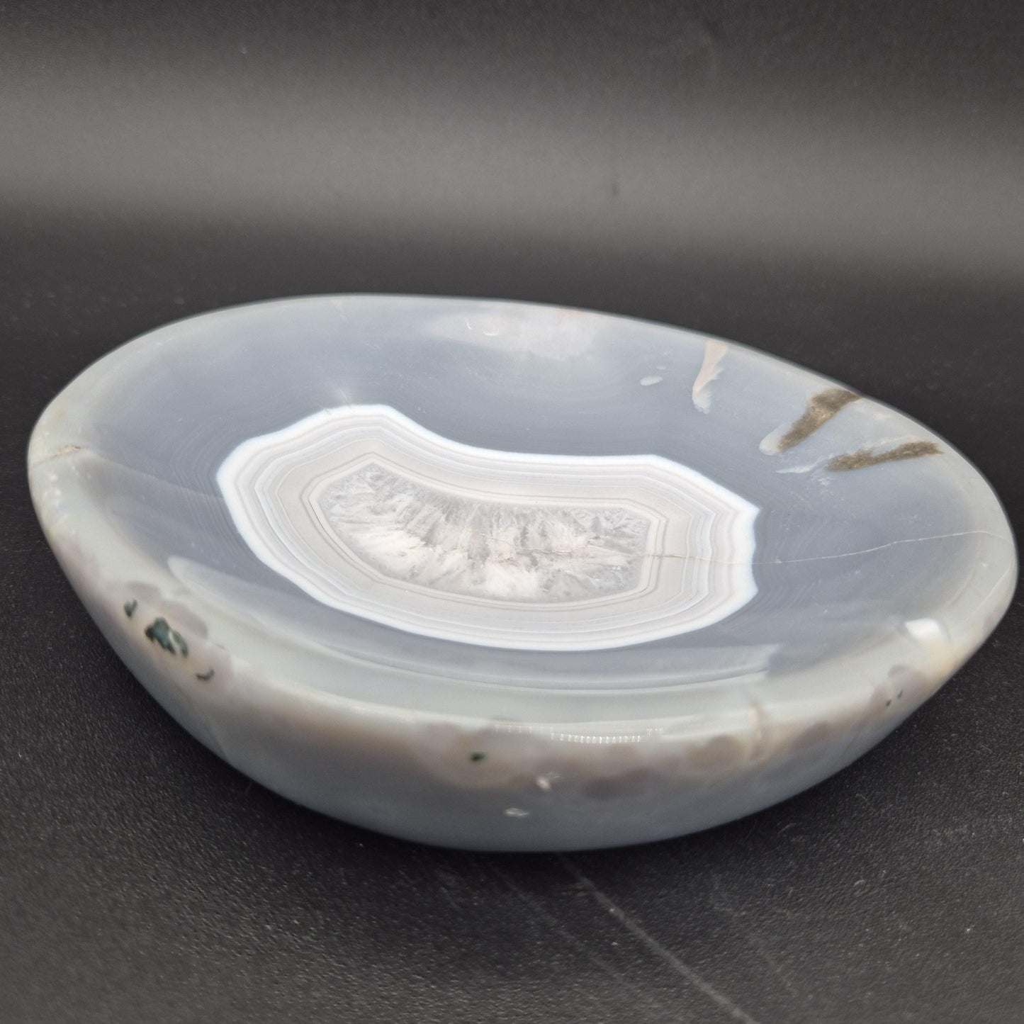 AAA+ Blue Banded Agate Quartz Bowl Brazil 5.5x5x1 1.5 lbs - Can be Backlit Crystal Hoarder