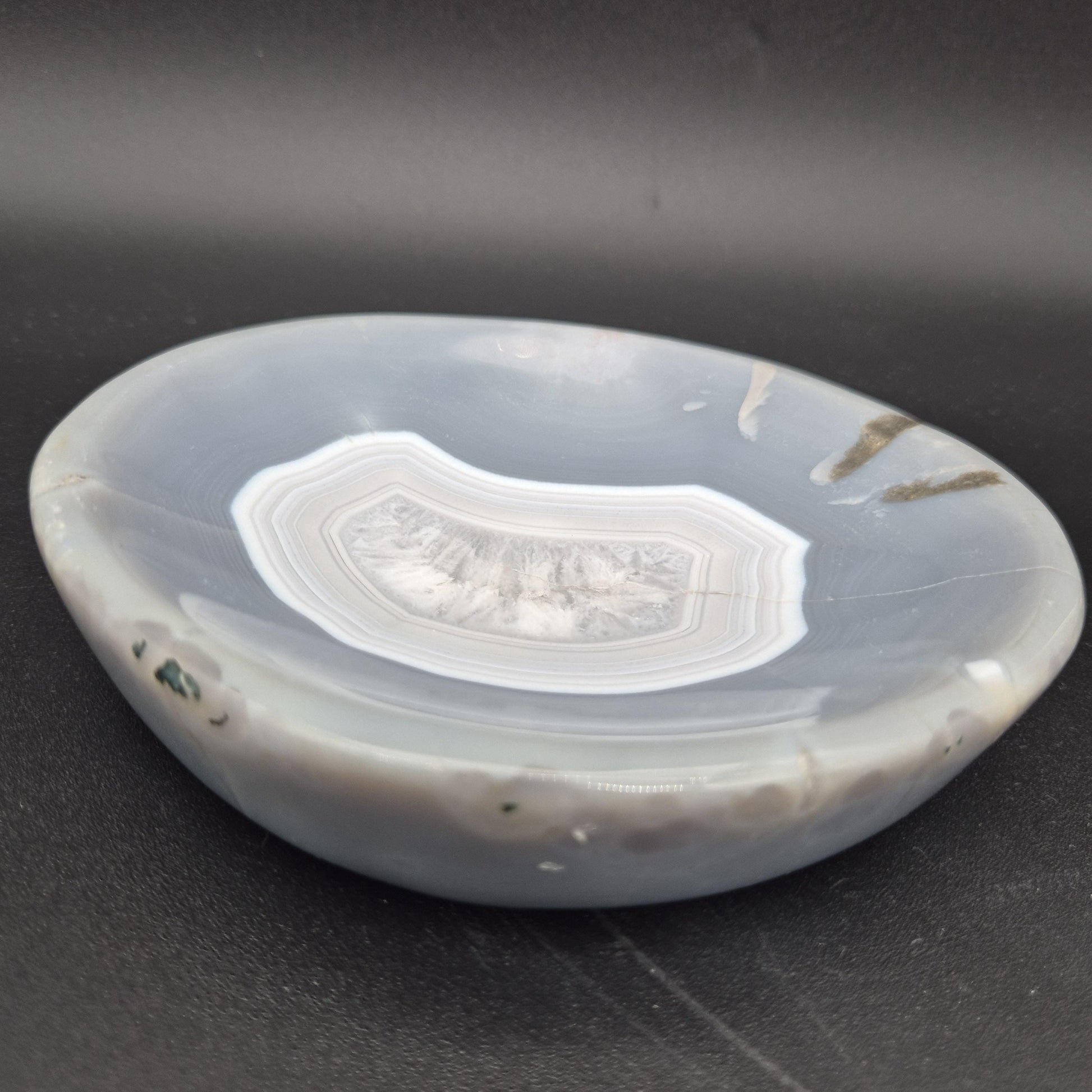 AAA+ Blue Banded Agate Quartz Bowl Brazil 5.5x5x1 1.5 lbs - Can be Backlit Crystal Hoarder